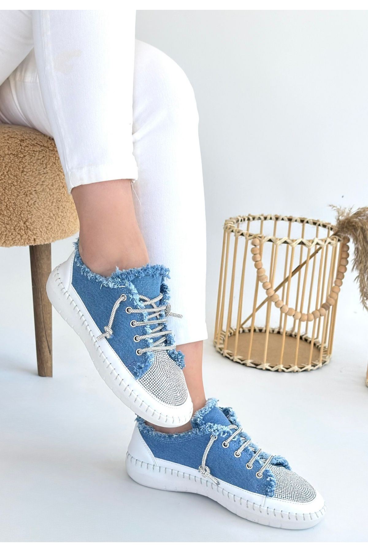 Enber Mavi Kot Bağcıklı Spor Ayakkabı
