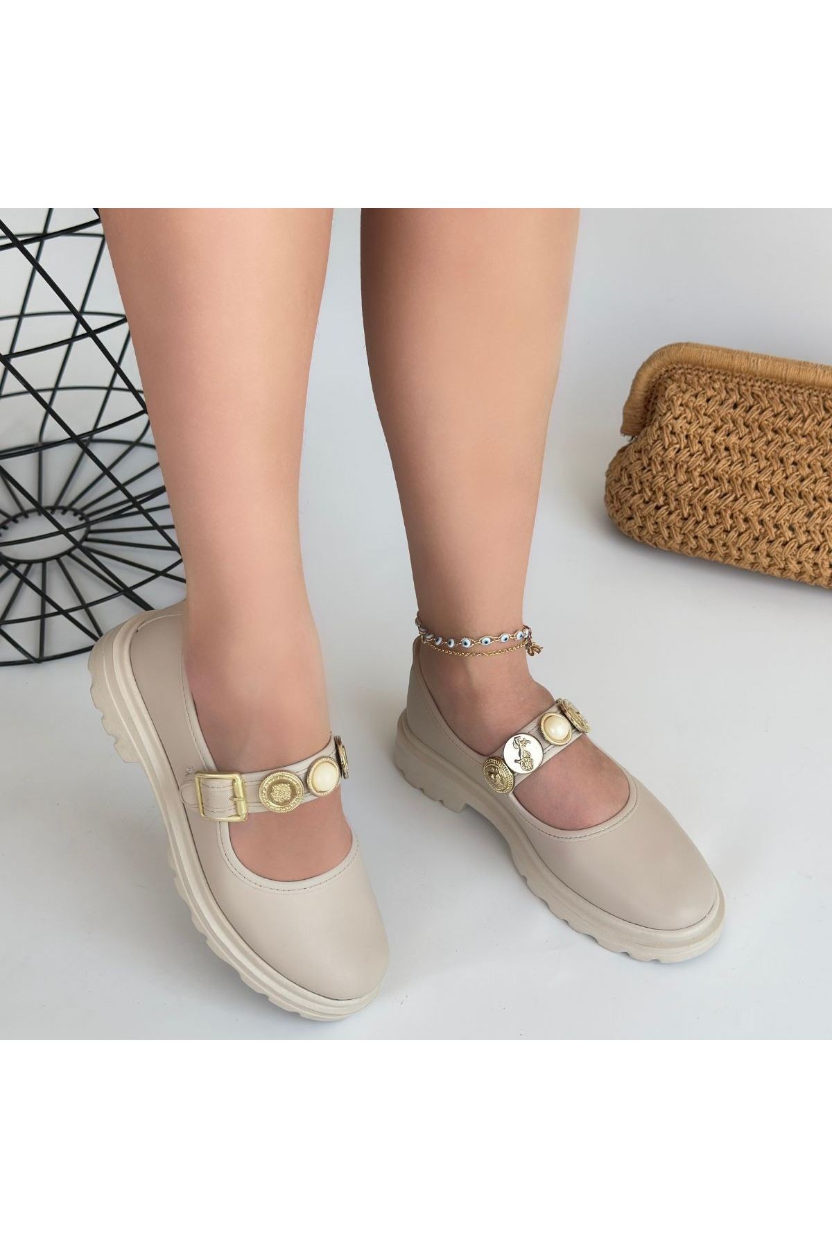 Okira Bej Cilt Oxford Ayakkabı