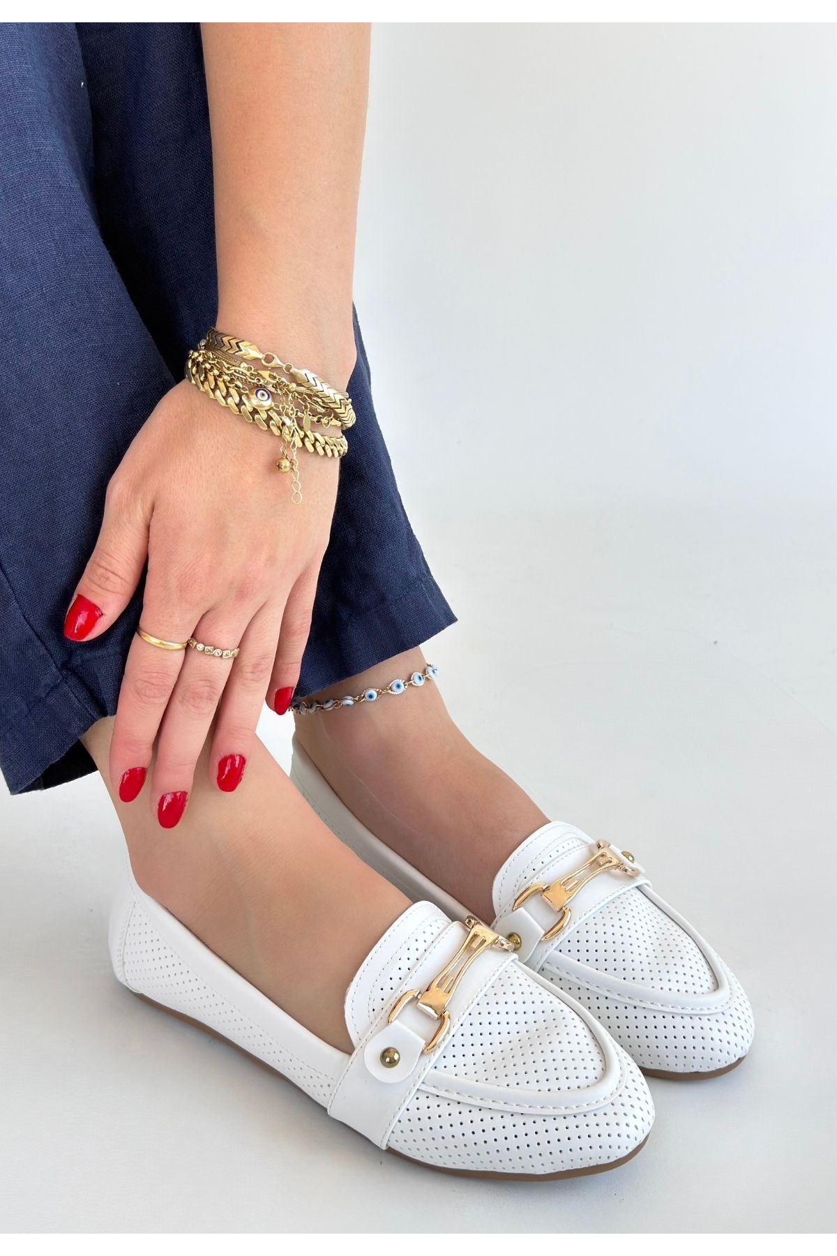 Rain Beyaz Cilt Babet Ayakkabı