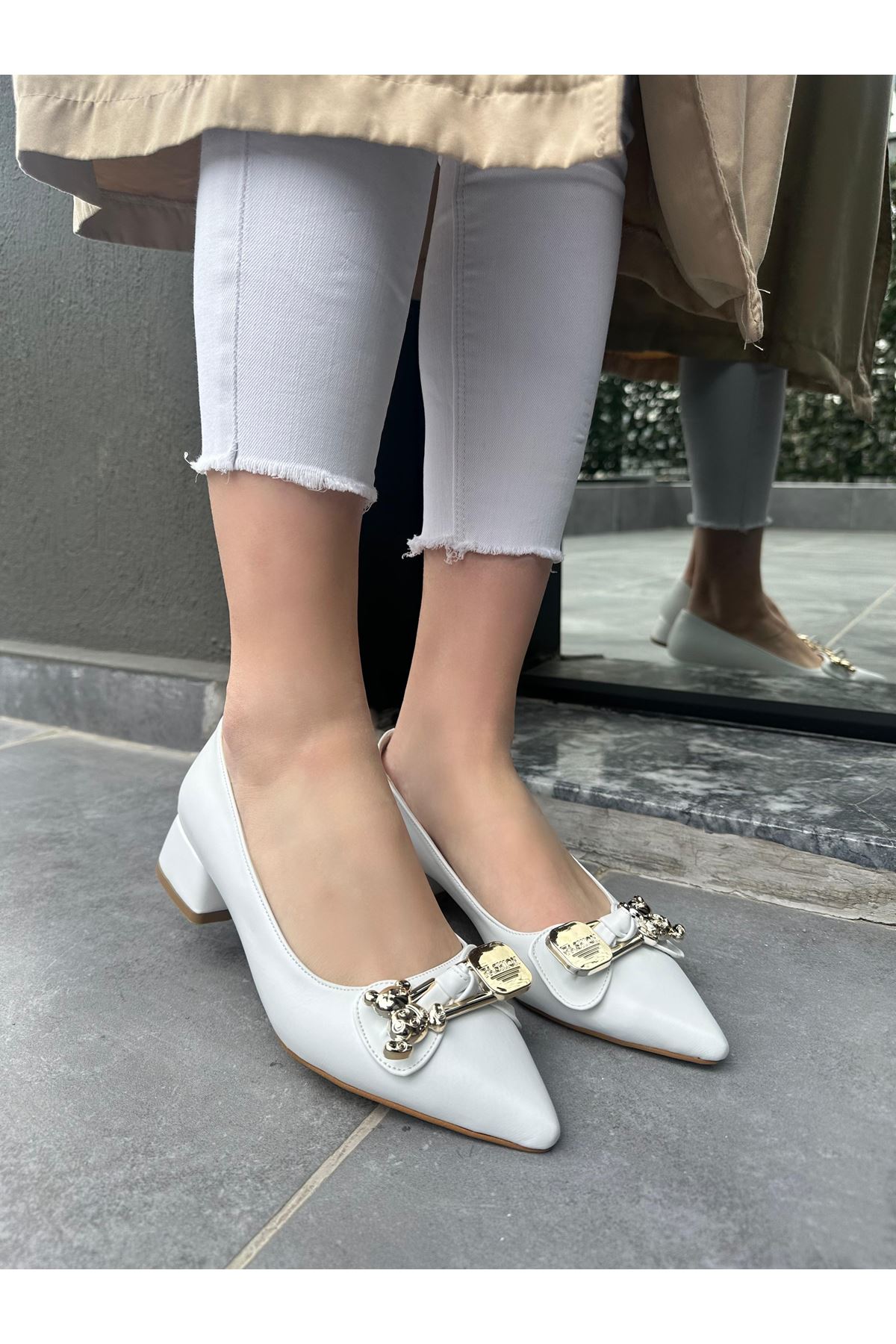 Jies Beyaz Topuklu Ayakkabı