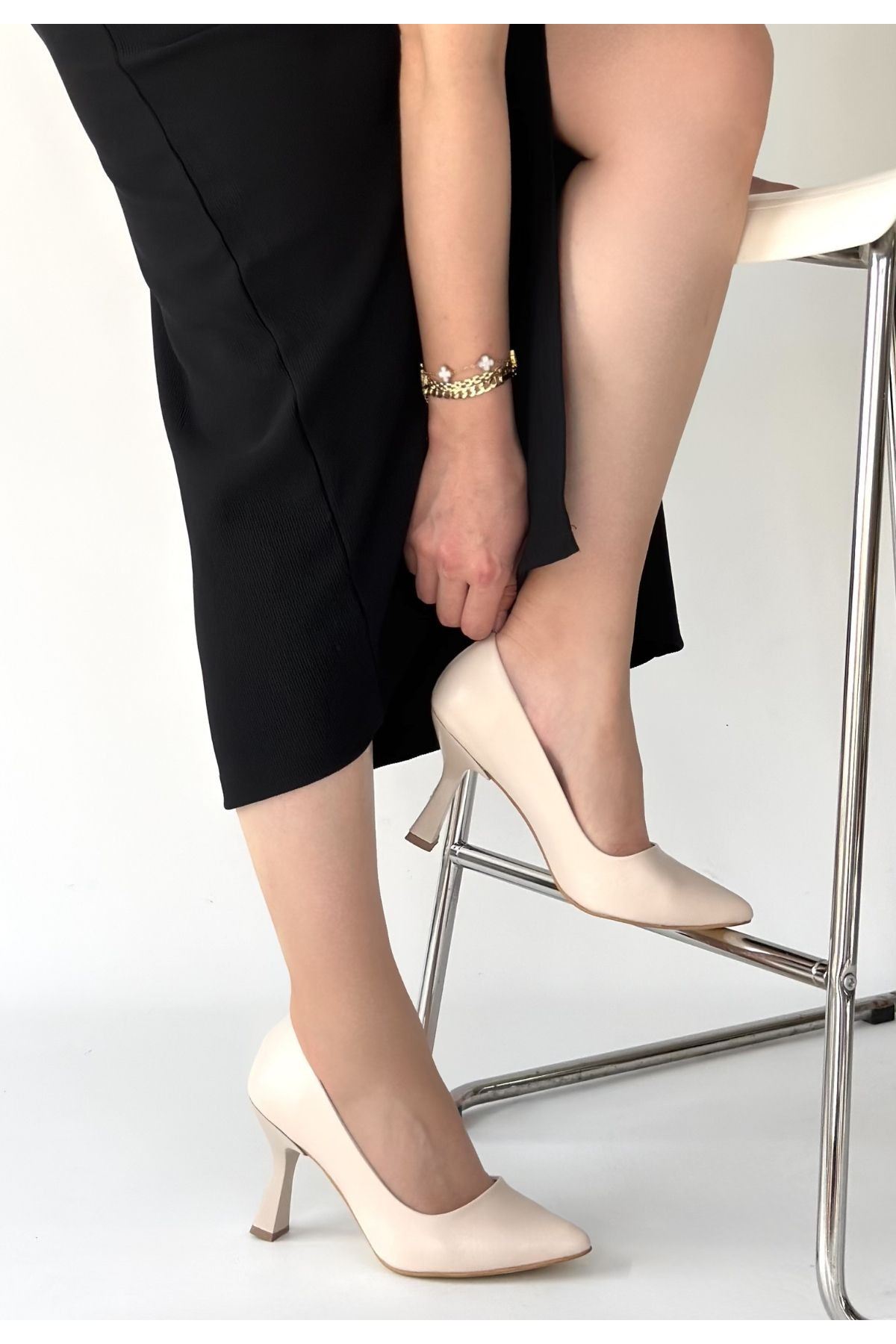 Meyli Bej Cilt Topuklu Ayakkabı