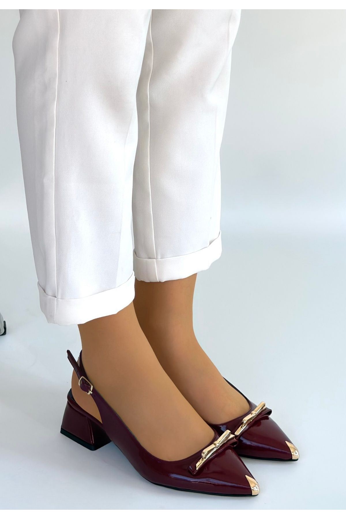 Ricy Bordo Rugan Topuklu Ayakkabı