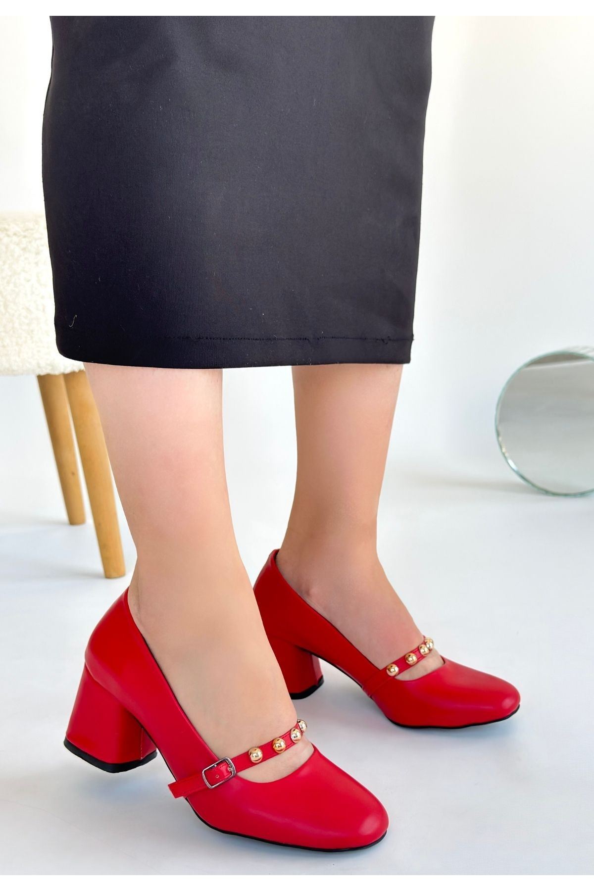 Tino Kırmızı Cilt Topuklu Ayakkabı
