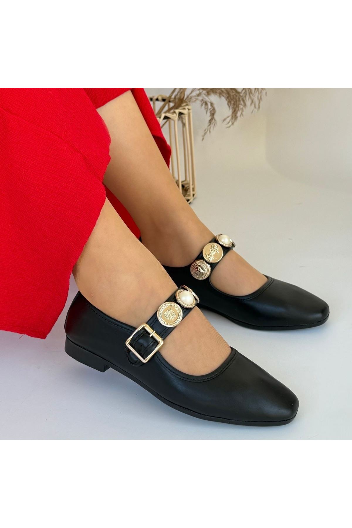 Koope Siyah Cilt Babet Ayakkabı