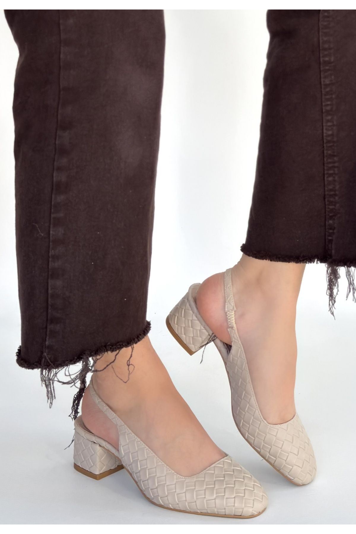 Dier Bej Cilt Topuklu Ayakkabı