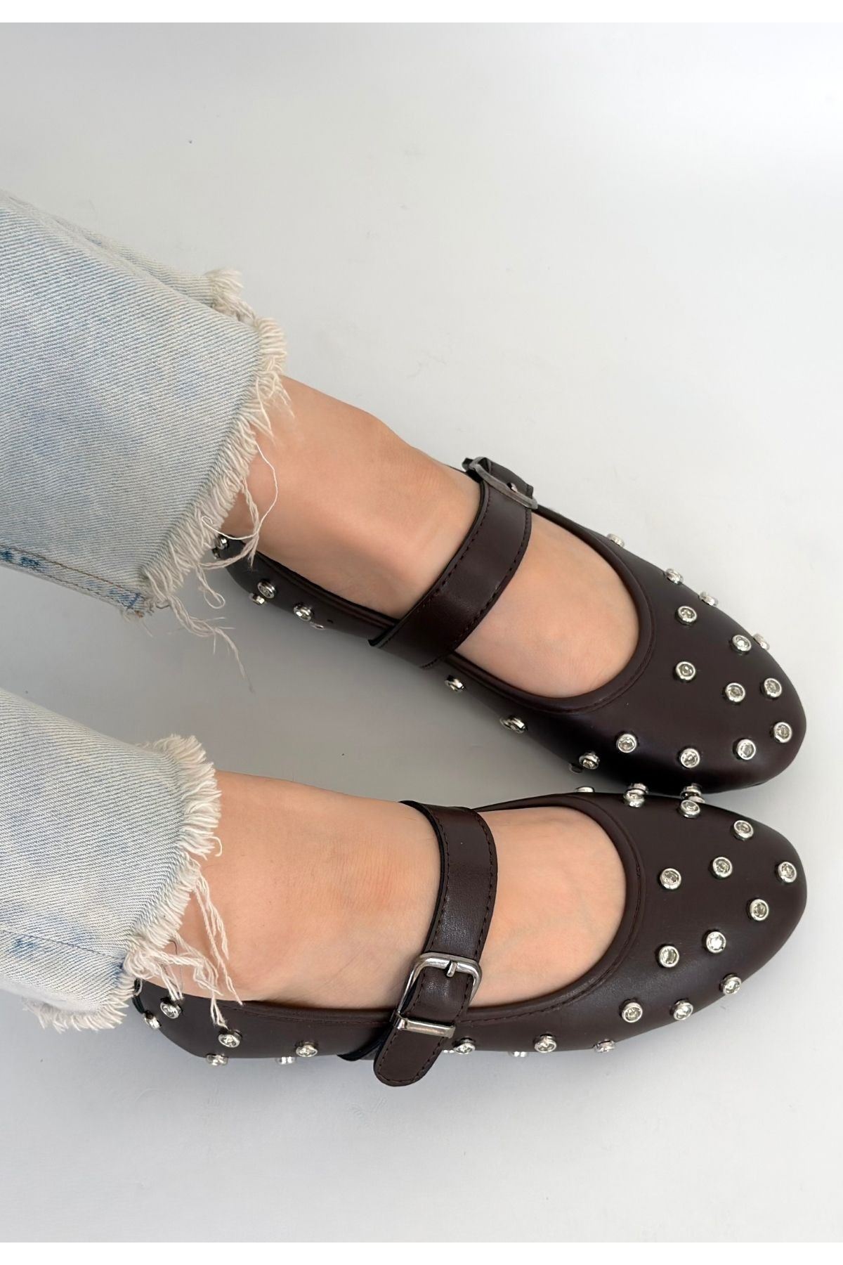 Ritta Kahverengi Cilt Kemerli Babet Ayakkabı