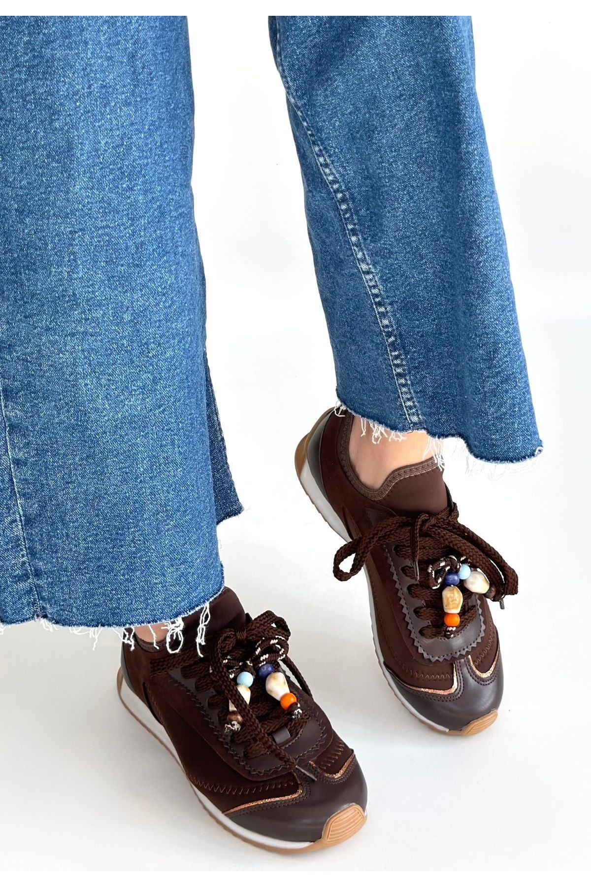 Riaf Kahverengi Cilt Bağcıklı Spor Ayakkabı