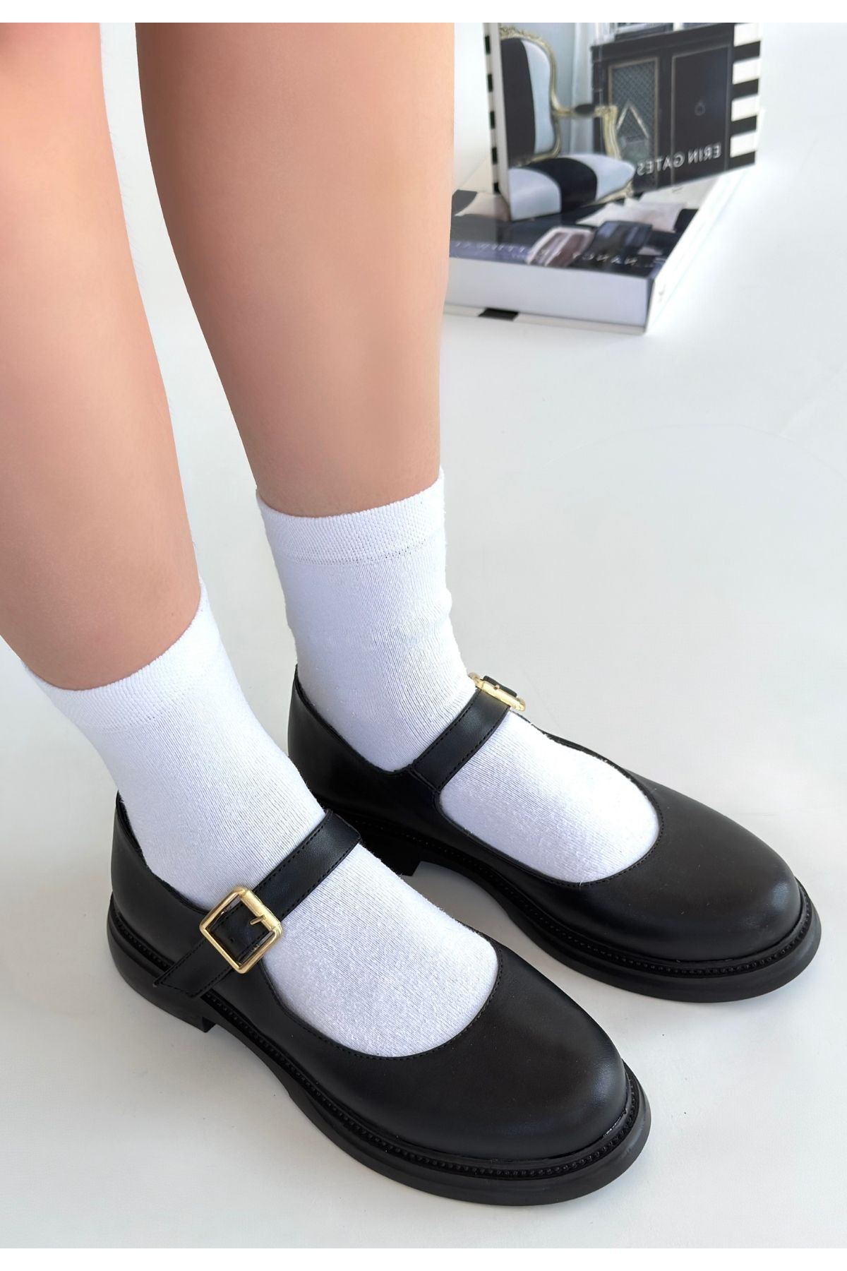 Yokox Siyah Cilt Oxford Ayakkabı