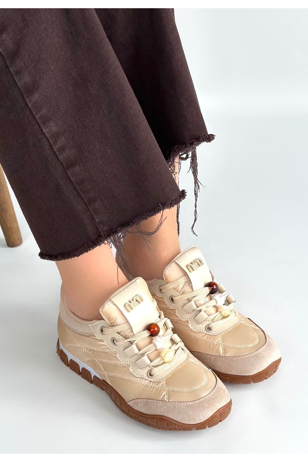 Tues Bej Nubuk Bağcıklı Spor Ayakkabı