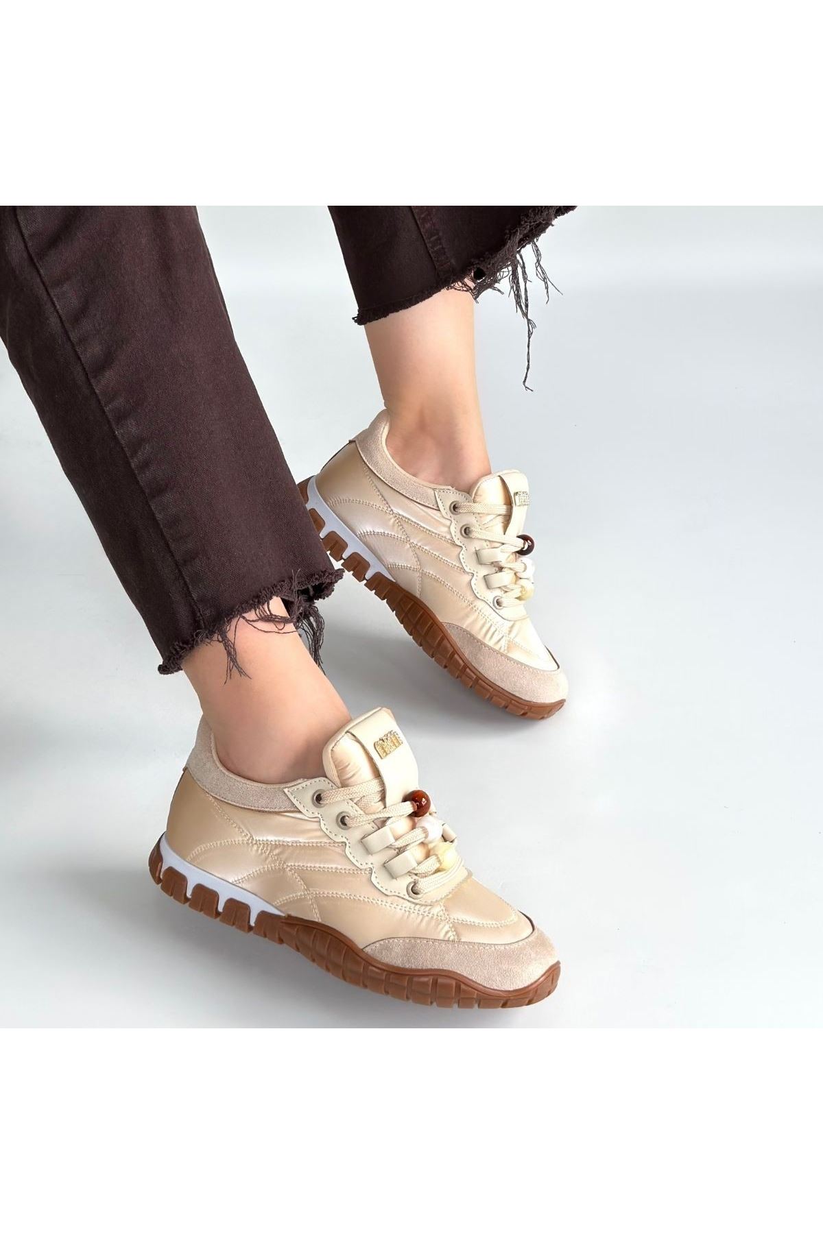 Tues Bej Nubuk Bağcıklı Spor Ayakkabı