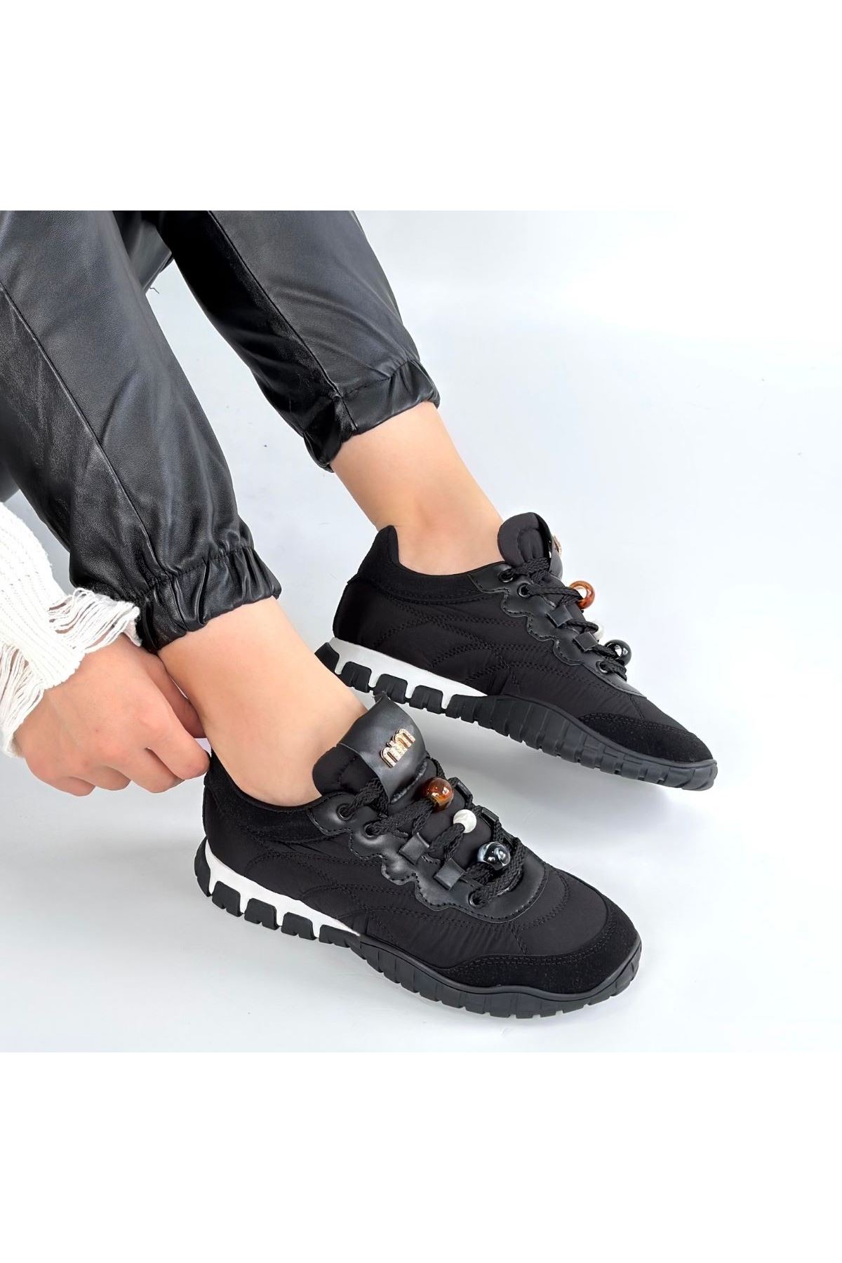 Tues Siyah Nubuk Bağcıklı Spor Ayakkabı