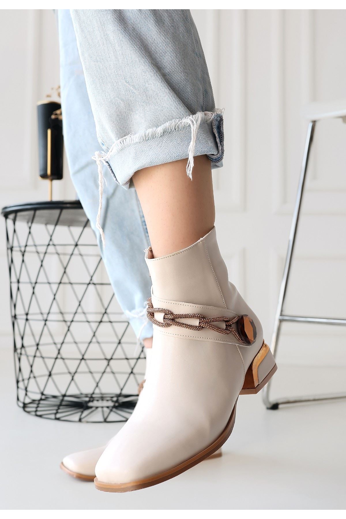 Roxani Bej Cilt Topuklu Bot