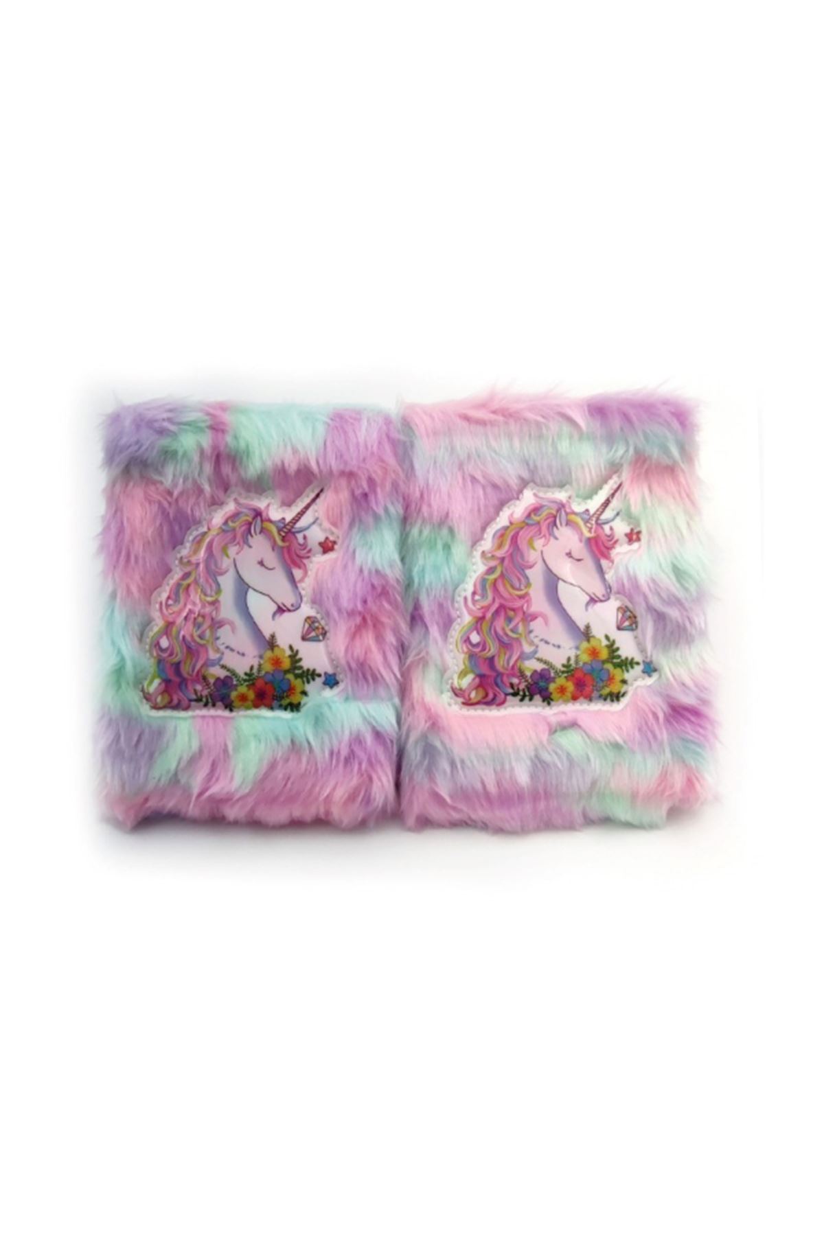 Çiçekli Unicorn Tasarımlı Peluş Hatıra Defteri