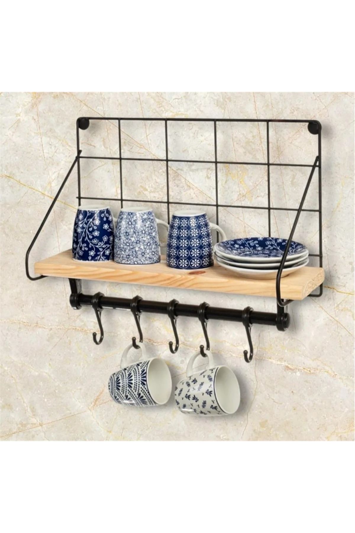 Metal Askılıklı Kahve Köşesi Rafı