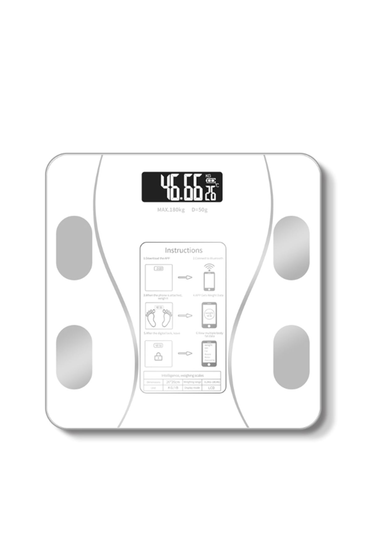 Beyaz Renk Bluetooth Özellikli Akıllı Tartı