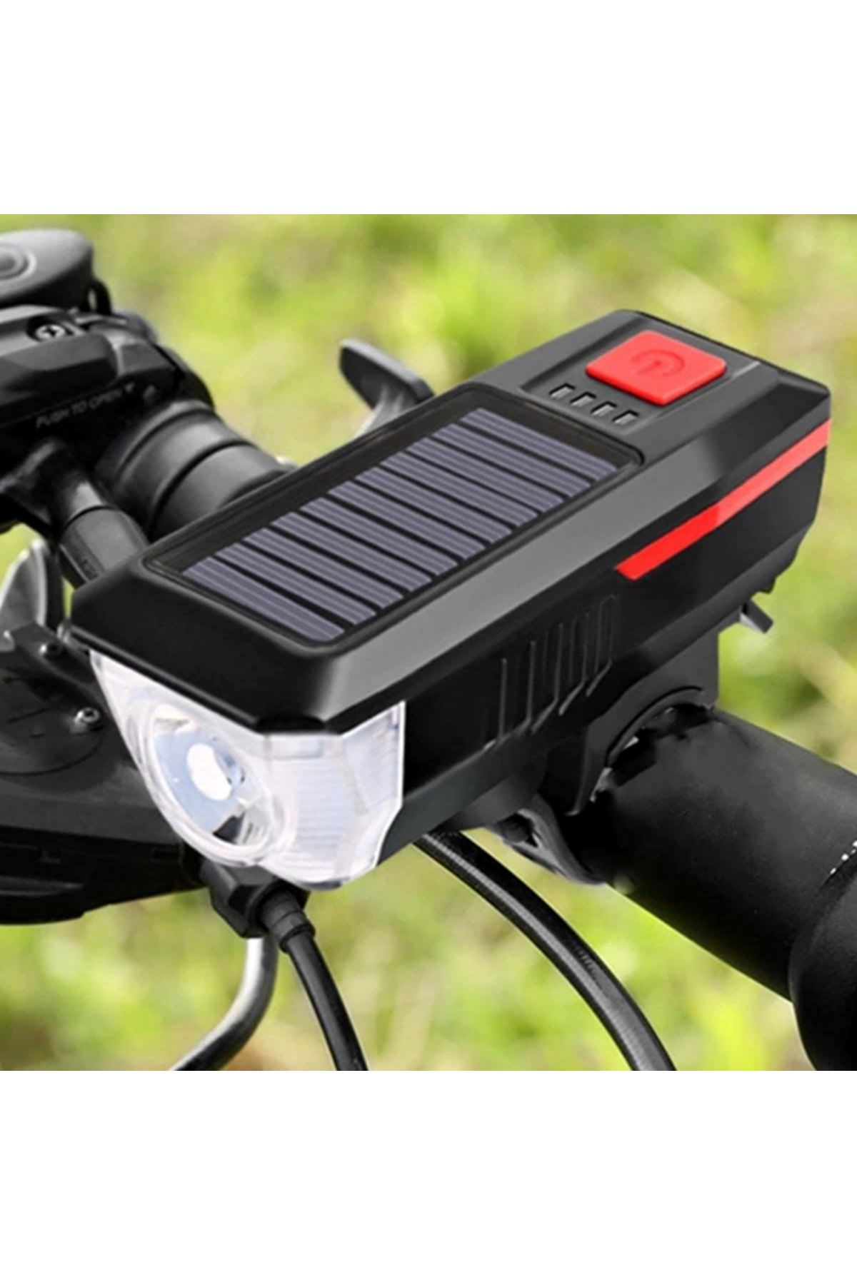 Güneş Enerjili Bisiklet Işıklı Korna