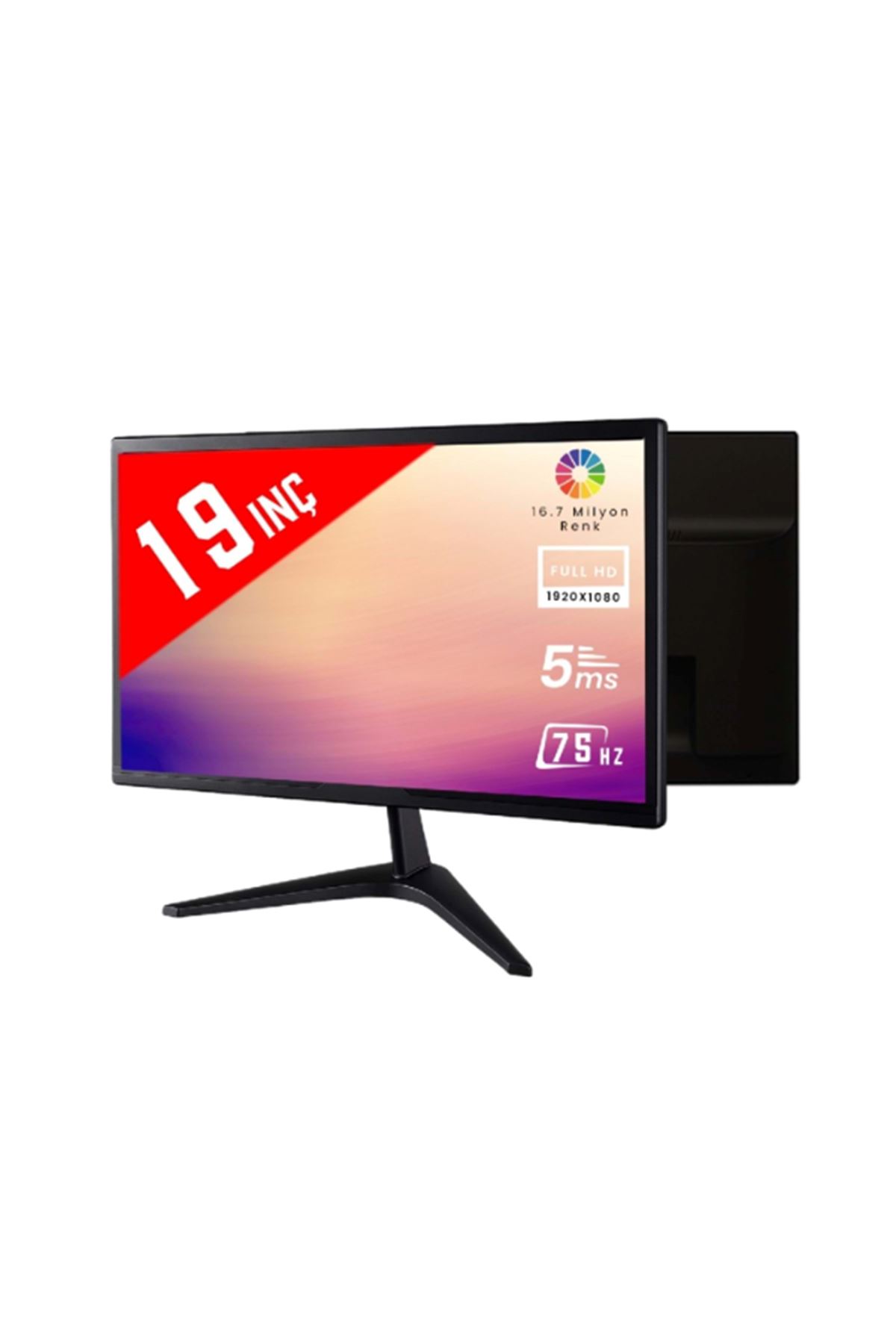 Hoparlörlü 19" Led Monitör