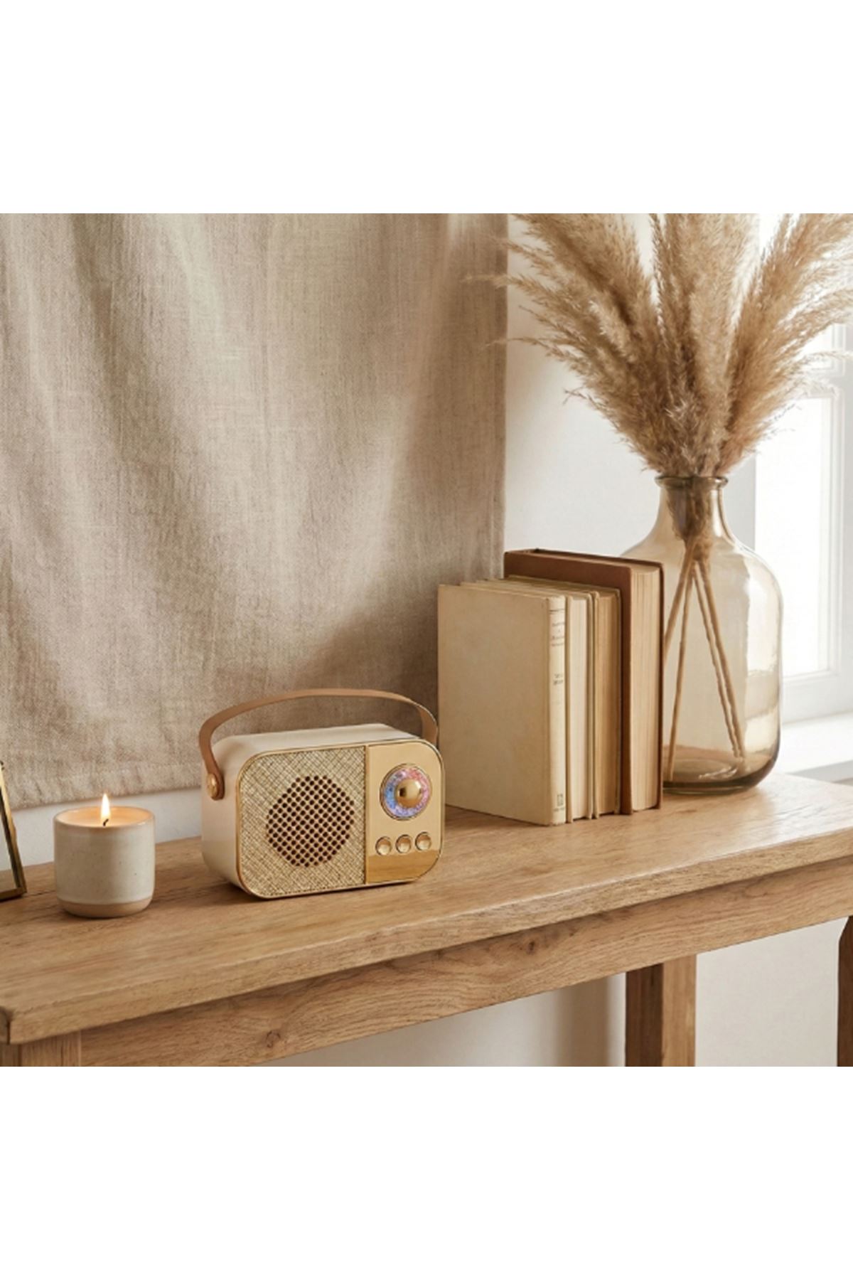 LED Aydınlatmalı Hoparlör Bej