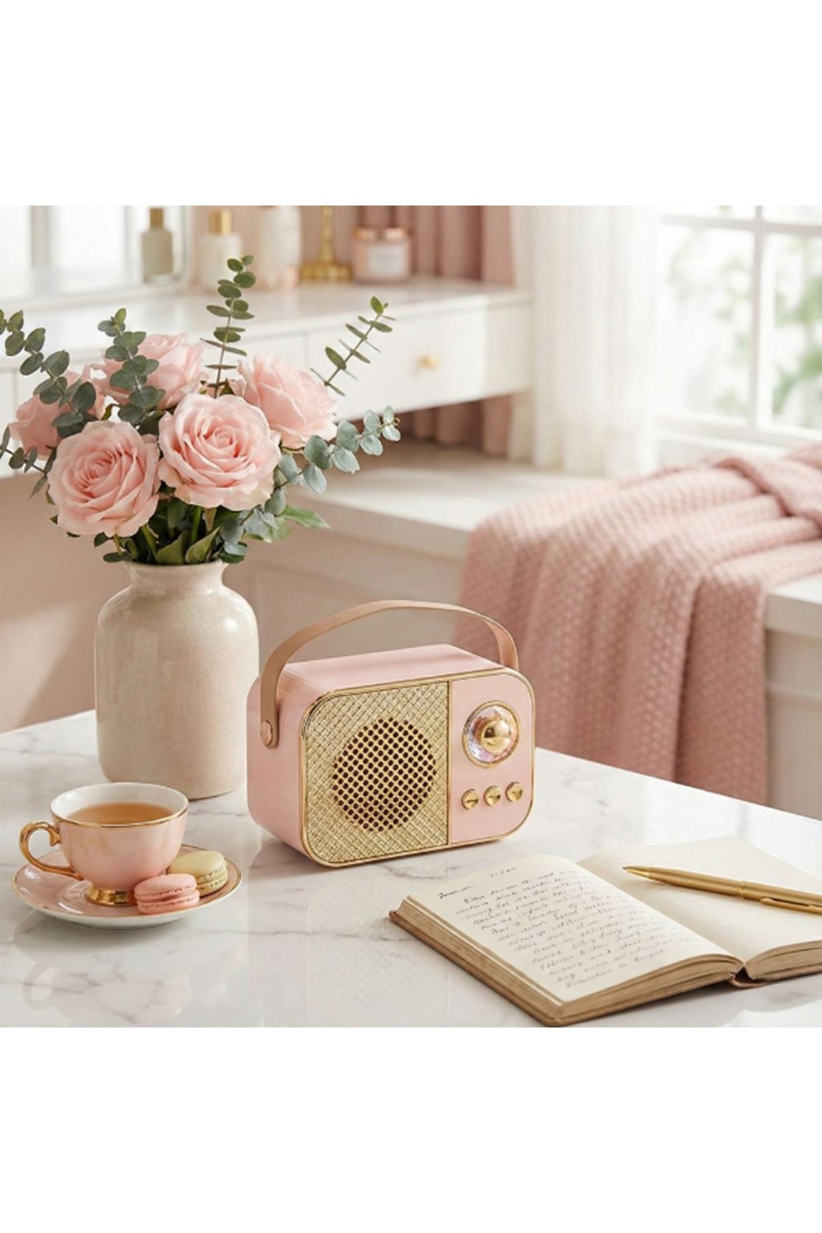 LED Aydınlatmalı Hoparlör Pembe