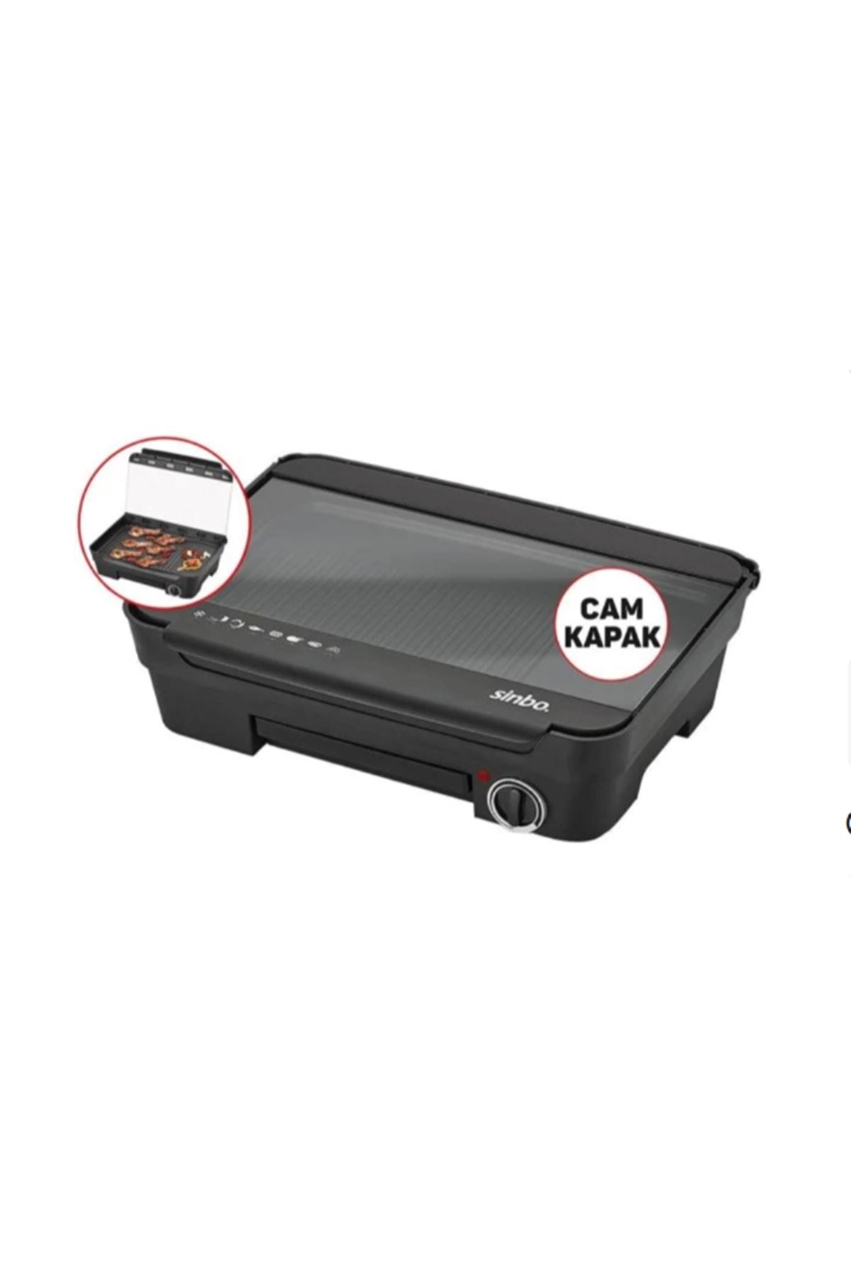 Sinbo Elektrikli Izgara Cam Kapaklı