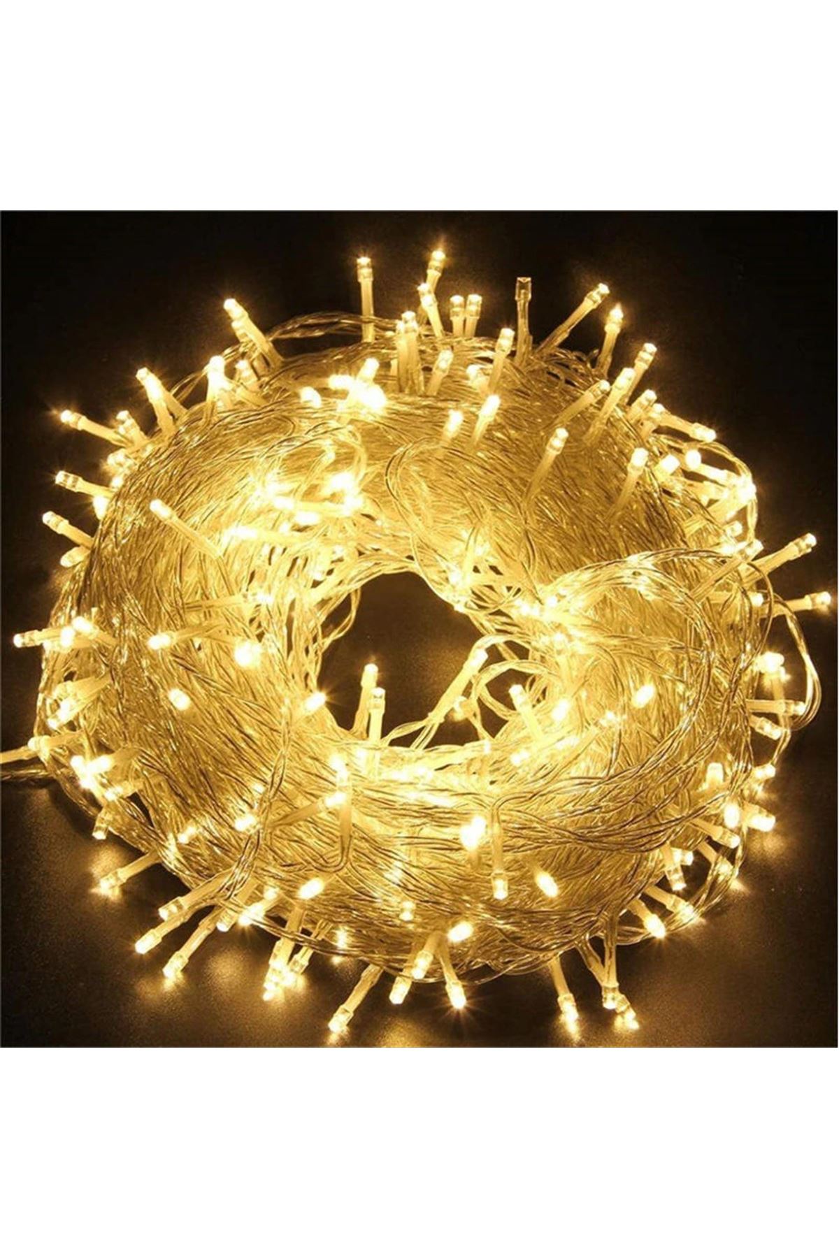 10m 60 Led Gün ışığı 2 Kademeli Şeffaf Kablo Pilli