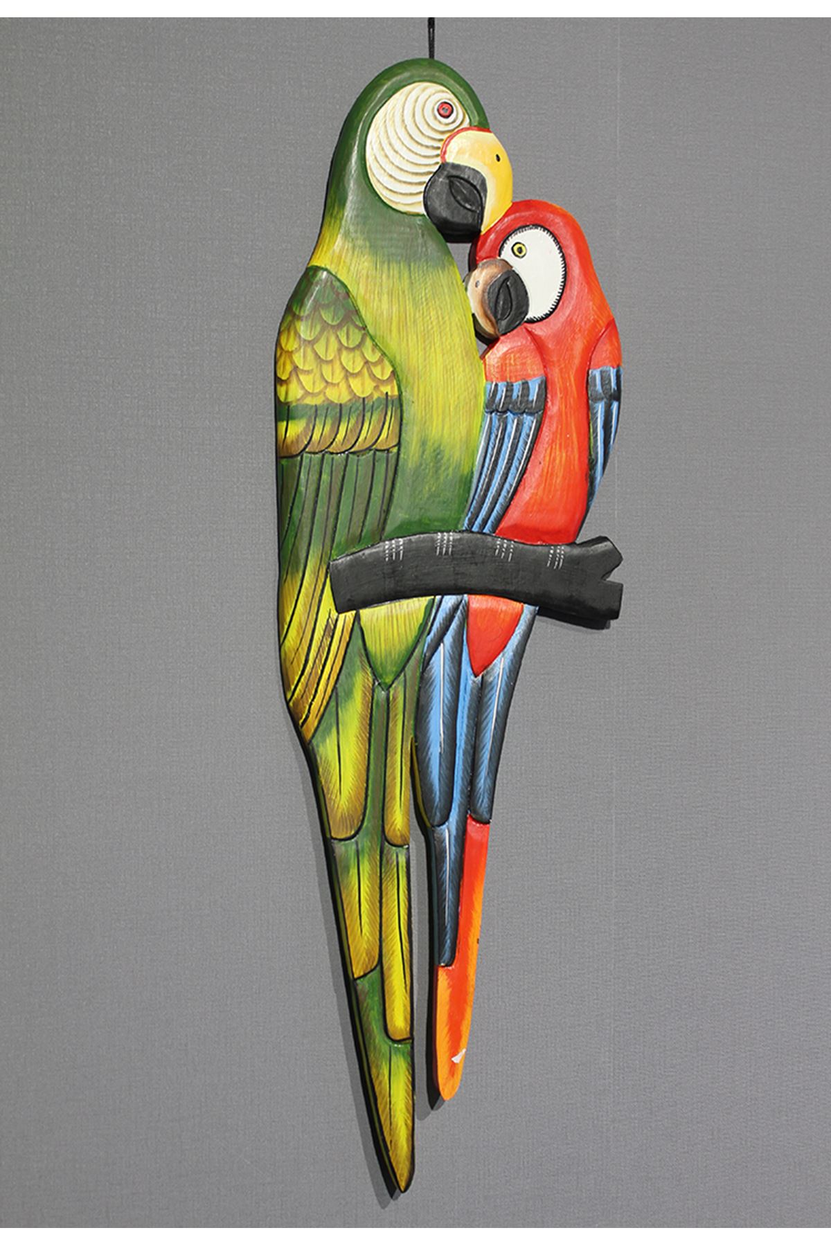 Ahşap Duvara Asmalı 2'li Papağan Model 1