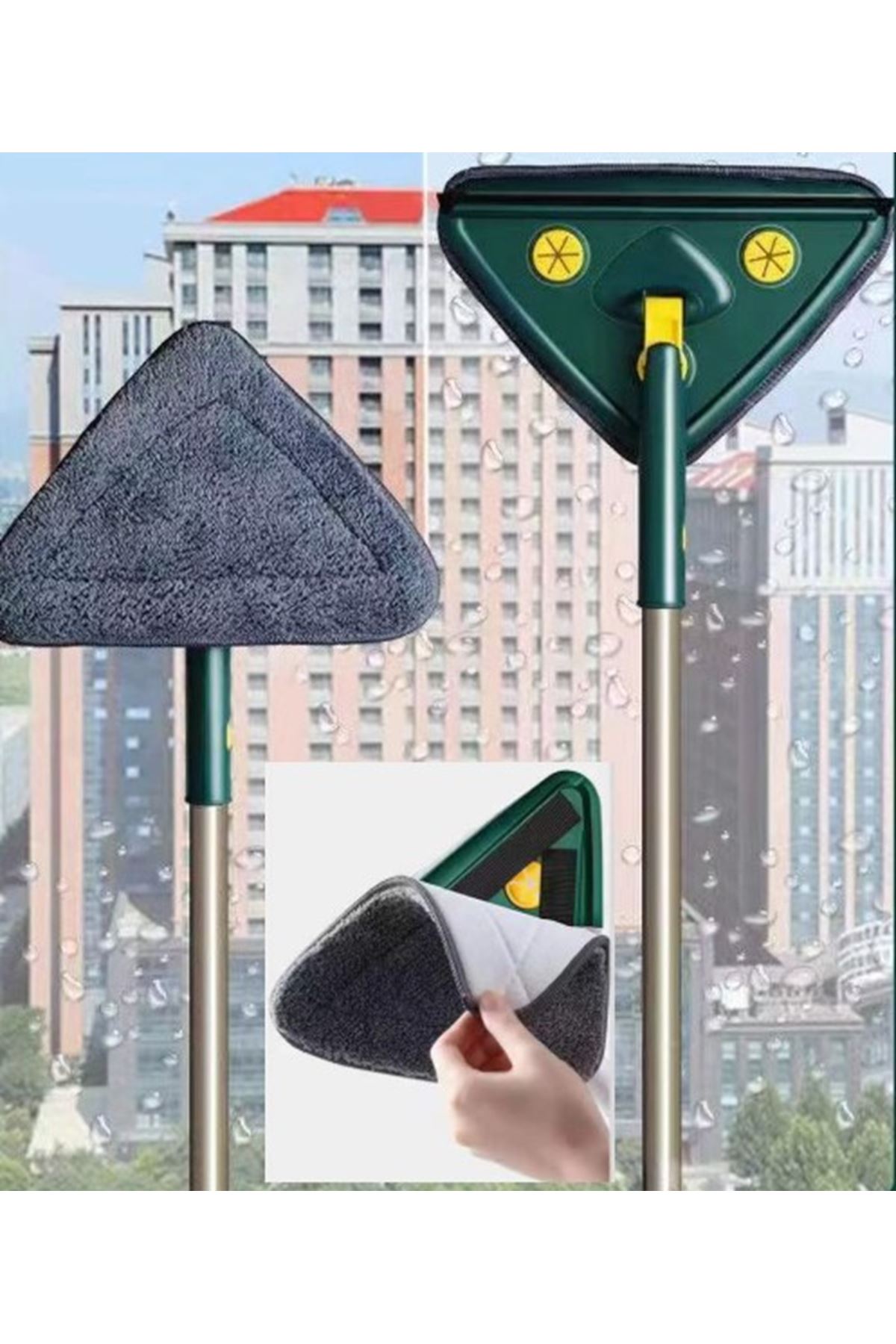 2 Bezli Üçgen Çek Çekli Mop Islak Mendil Uyumlu