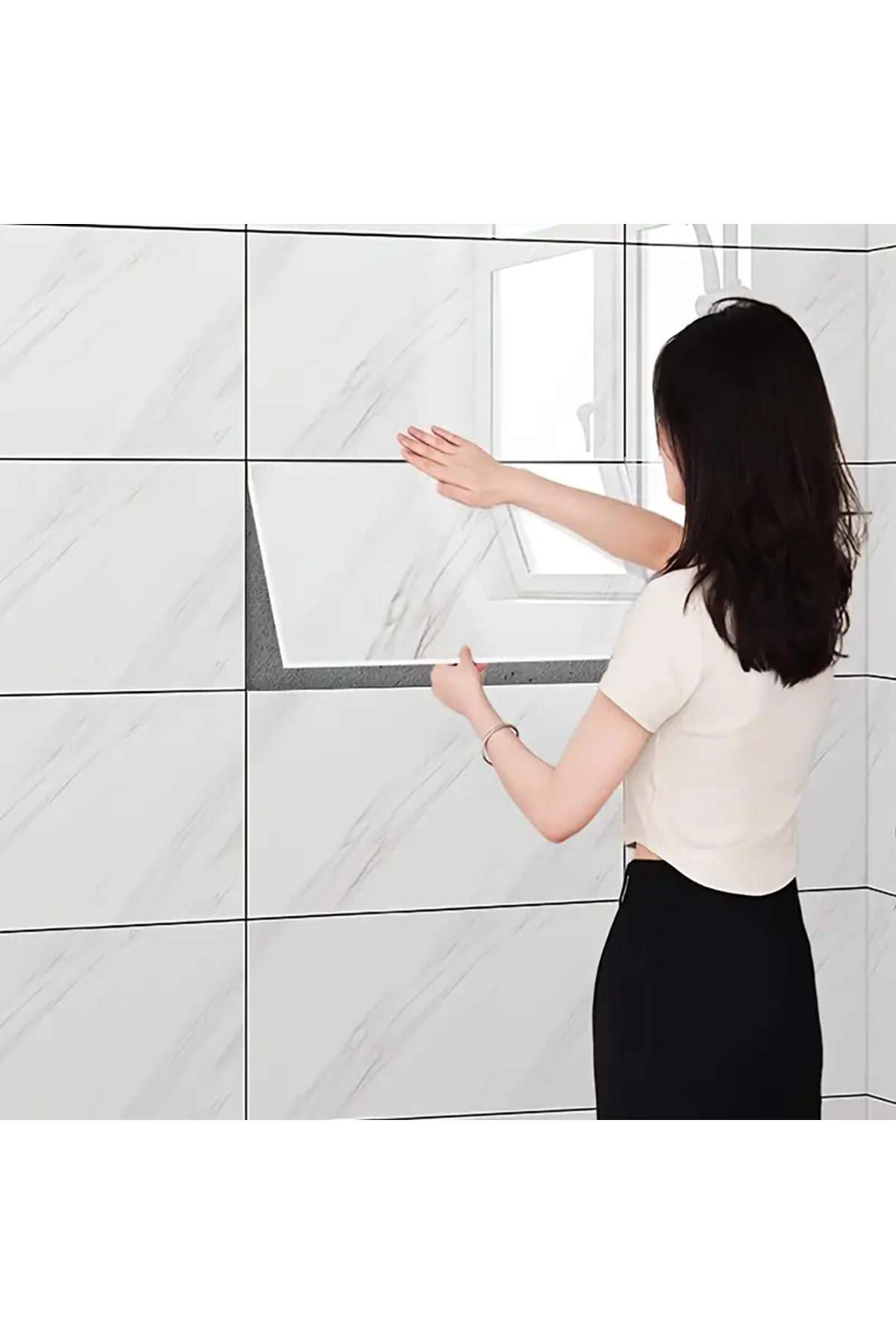 Beyaz Mermer Desenli Alüminyum Plastik Duvar Stickerı