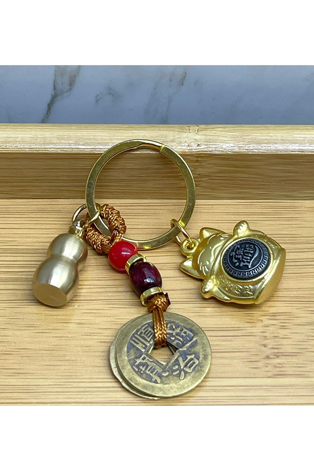 Metal Şans Ve Bereket Kedisi Anahtarlık Model 3