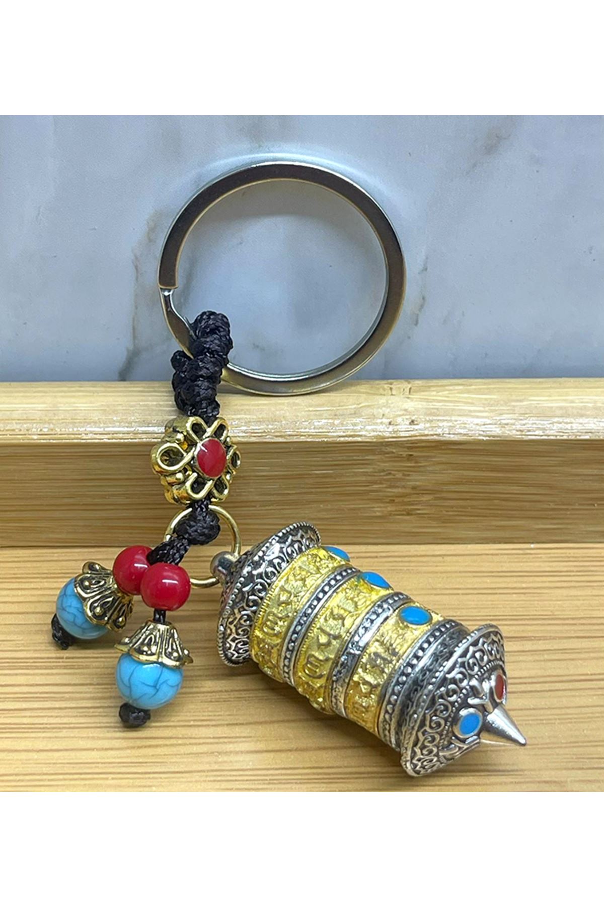 Metal Tibet Şans Çarkı Anahtarlık