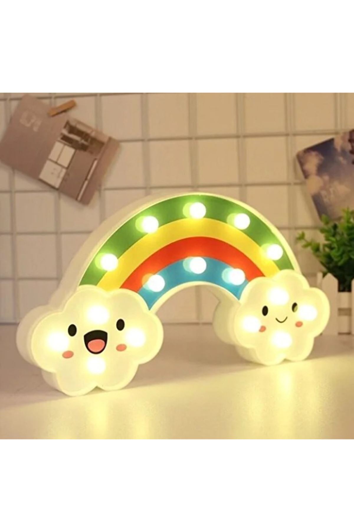 Gülen Bulutlu Gökkuşağı LED Gece Lambası