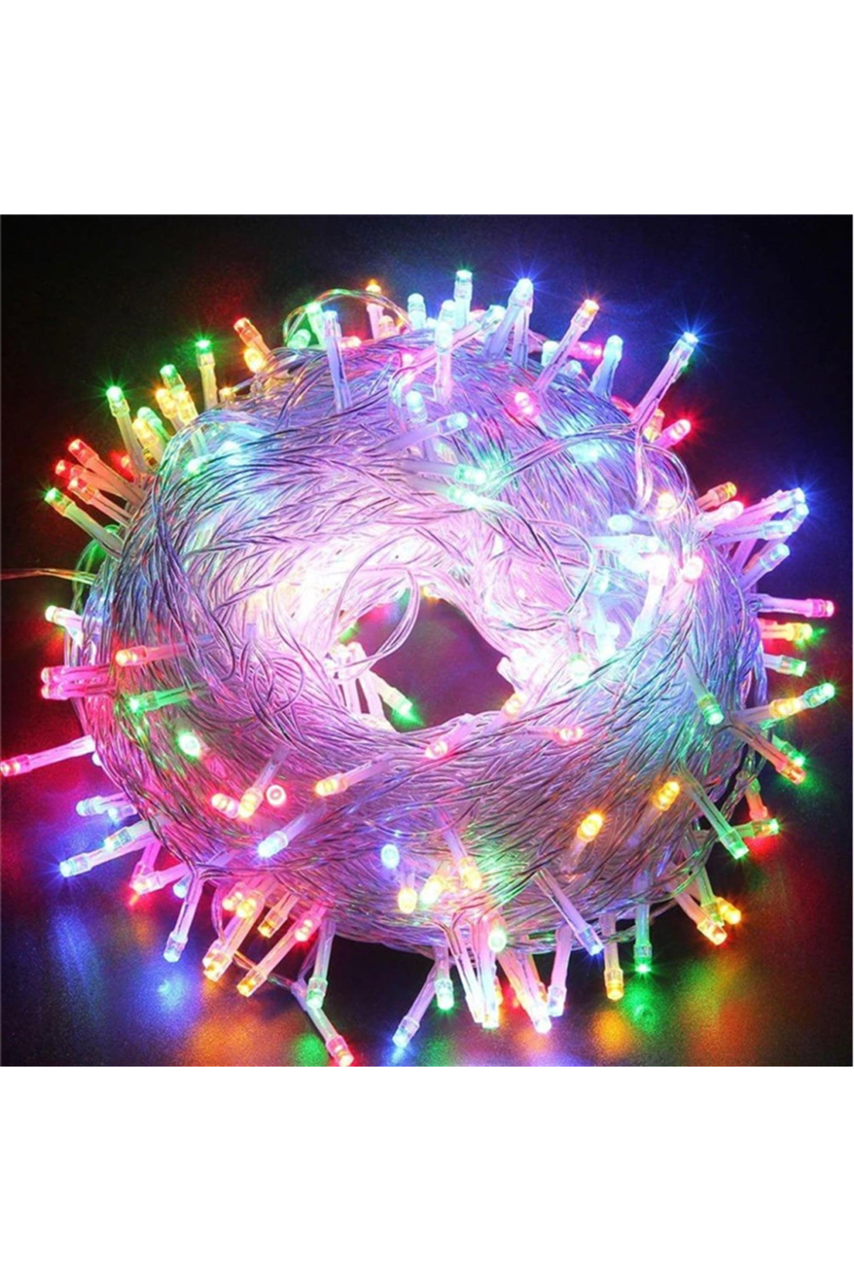 10m 100 Led Boncuk Lamba RGB Işık Şeffaf kablo