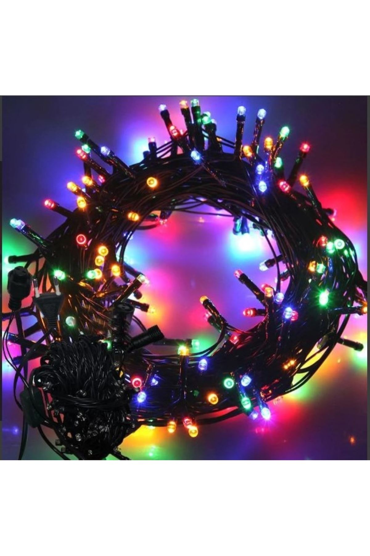 10m 100 Led Boncuk Lamba RGB Işık Siyah Kablo