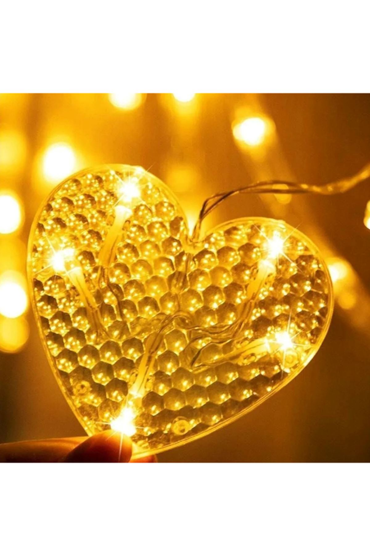 Kalp Perde Led Işık 3m 6 Sıra 12 Adet Gün Işığı