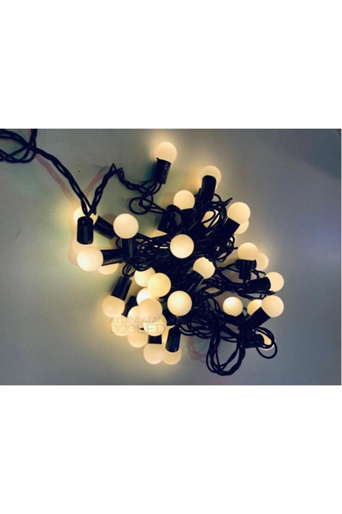 5 Metre 28 Mini Top Led Sarı Işık Fişli Siyah Kablo