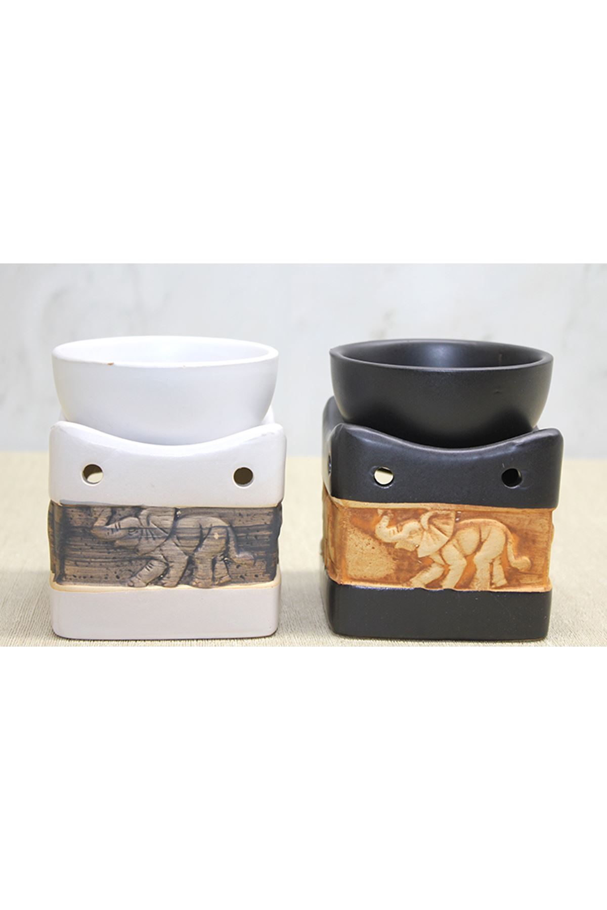 Seramik Fil Kabartmalı Buhurdanlık