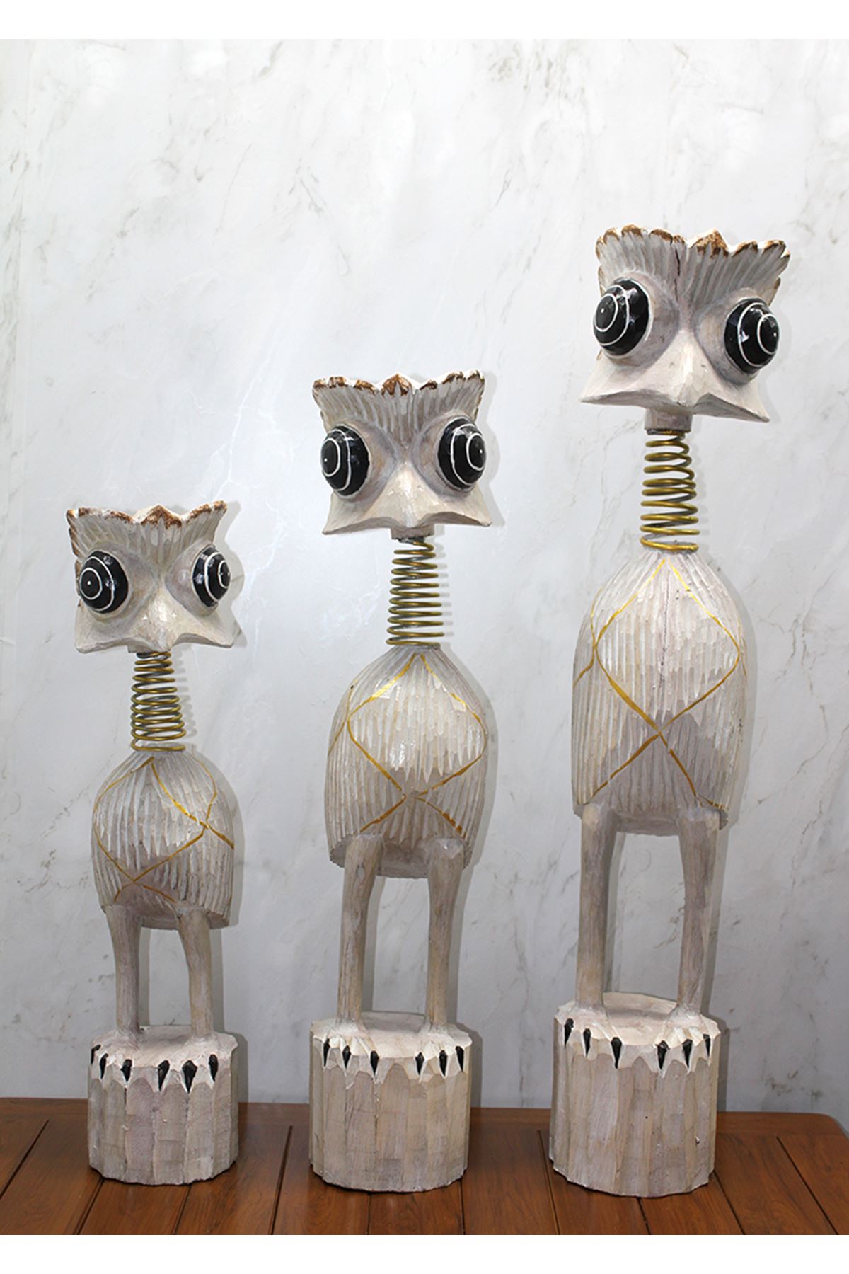 Ahşap 3'lü Deve Kuşu Seti 90 Cm