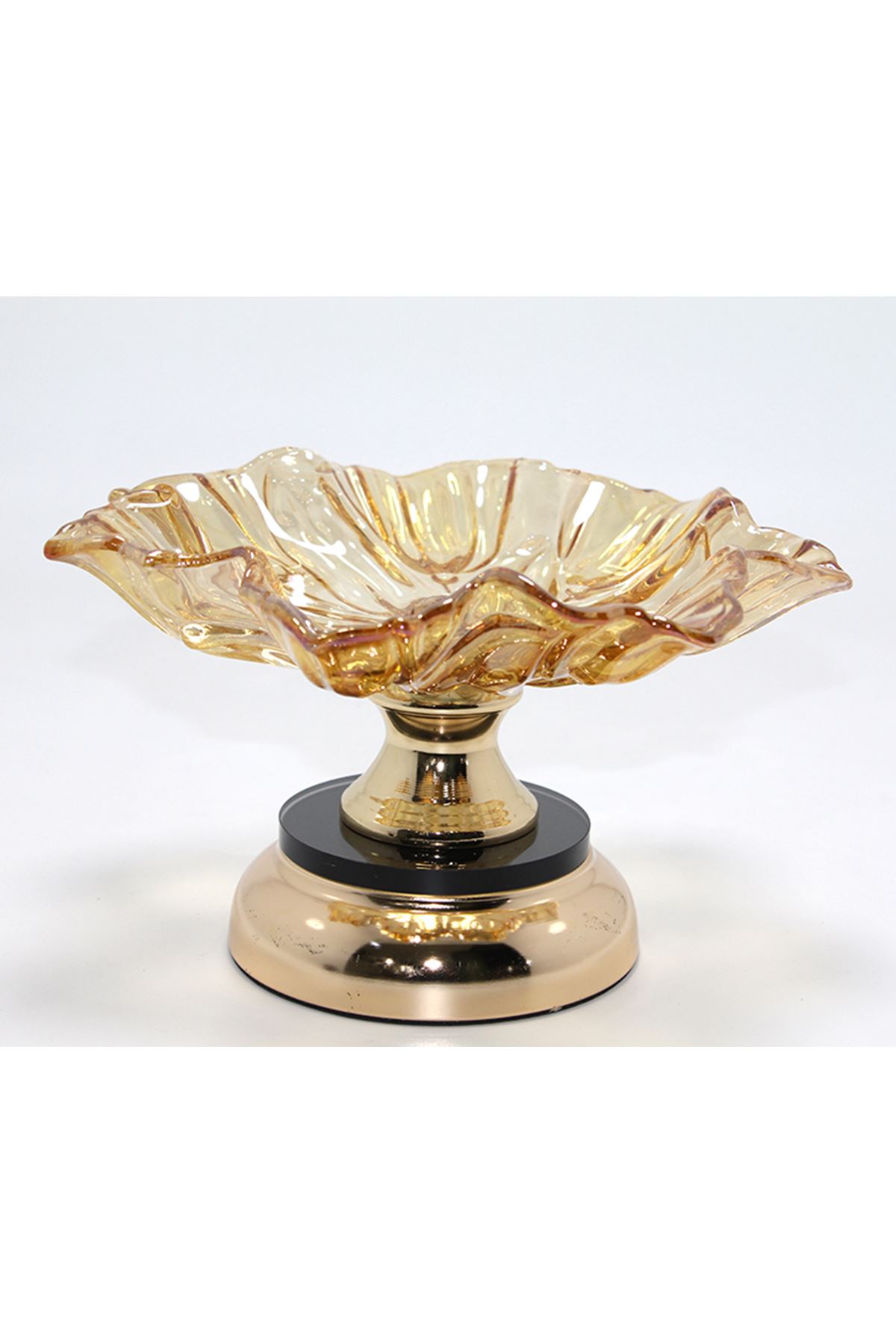 Gold Detaylı Ayaklı Dekoratif Cam Sunumluk