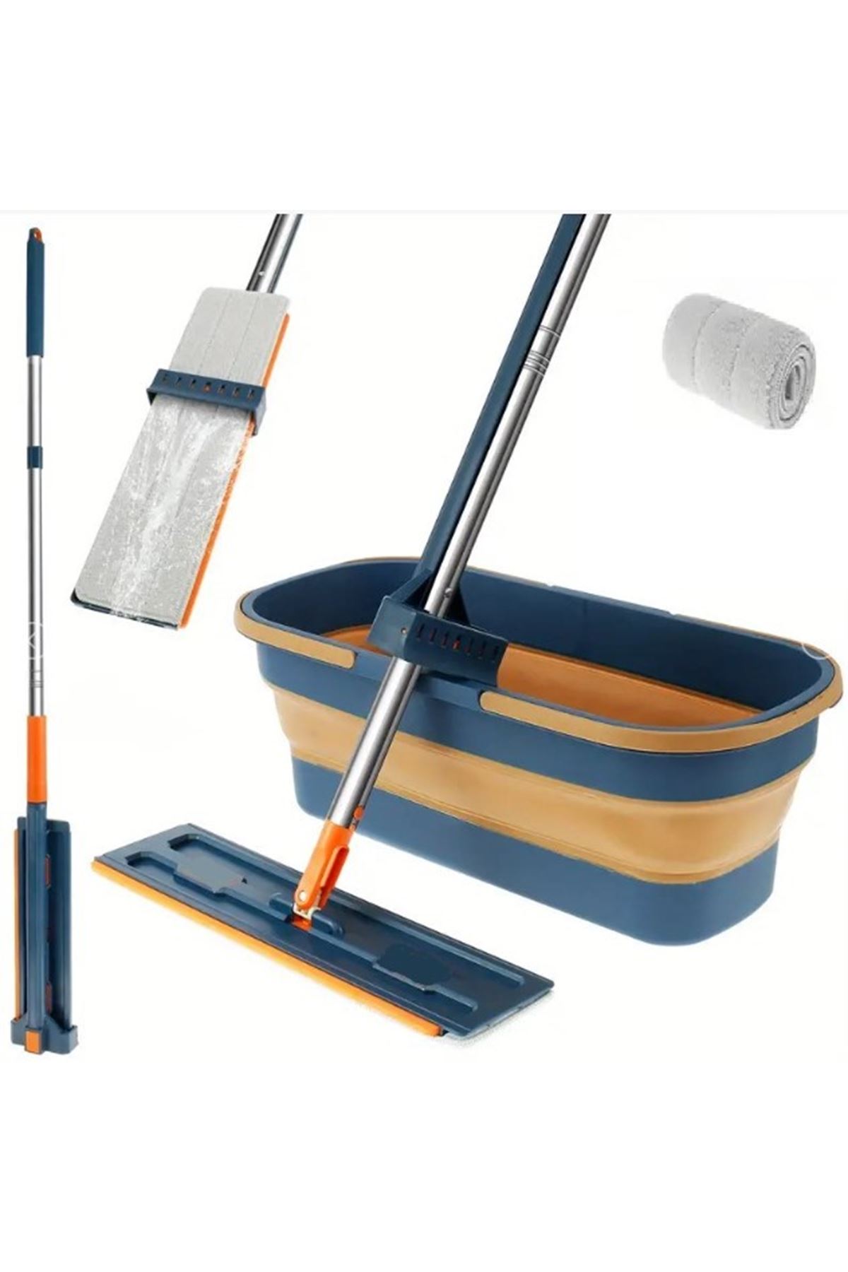 Katlanabilir Temizlik Mopu ve Tekerlekli Kova Seti