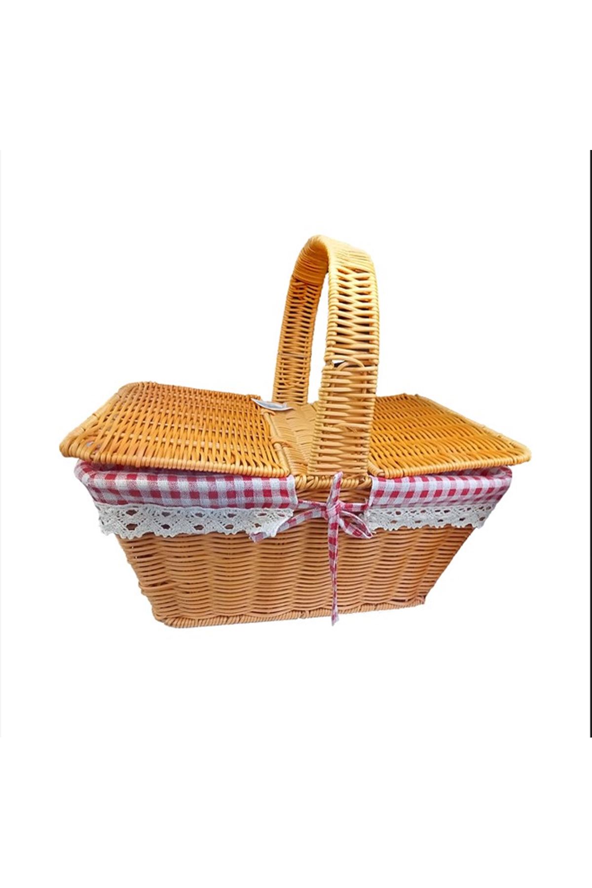 Kapaklı Hasır Piknik Sepeti
