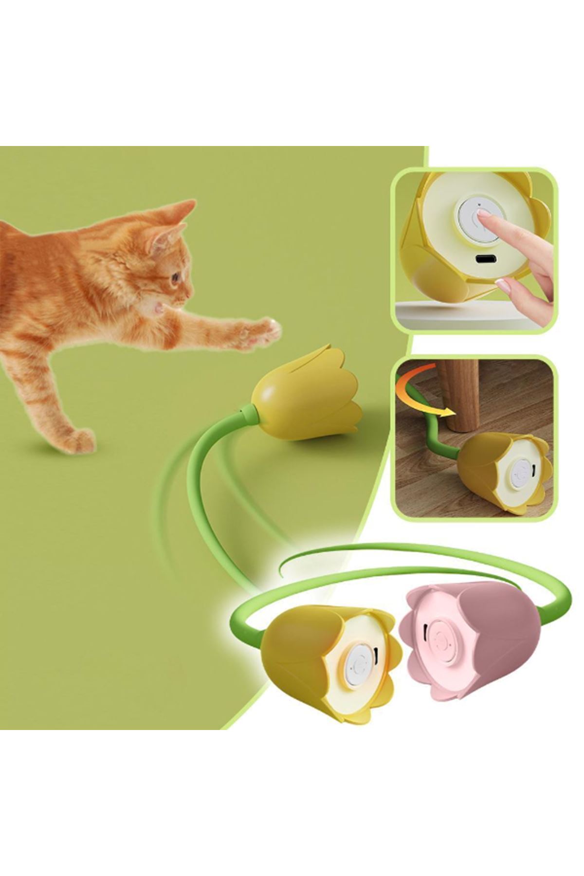 Hareketli Çiçek Kedi Oyuncağı
