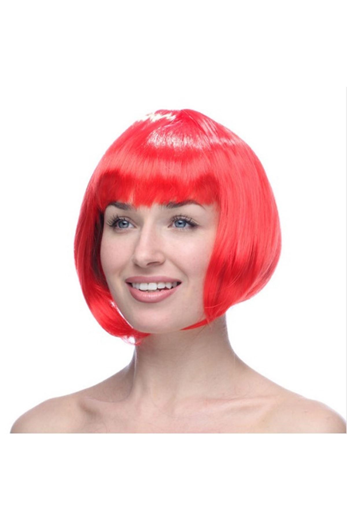 Kırmızı Küt Peruk Saç