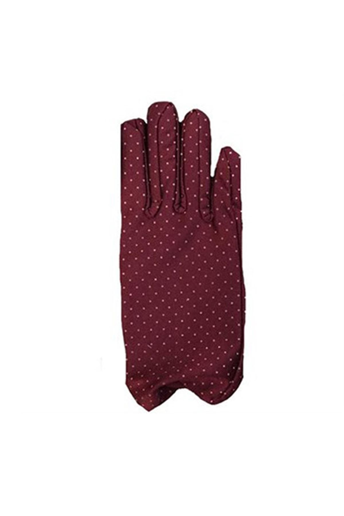 Bordo Renk Puantiyeli Çocuk Eldiveni