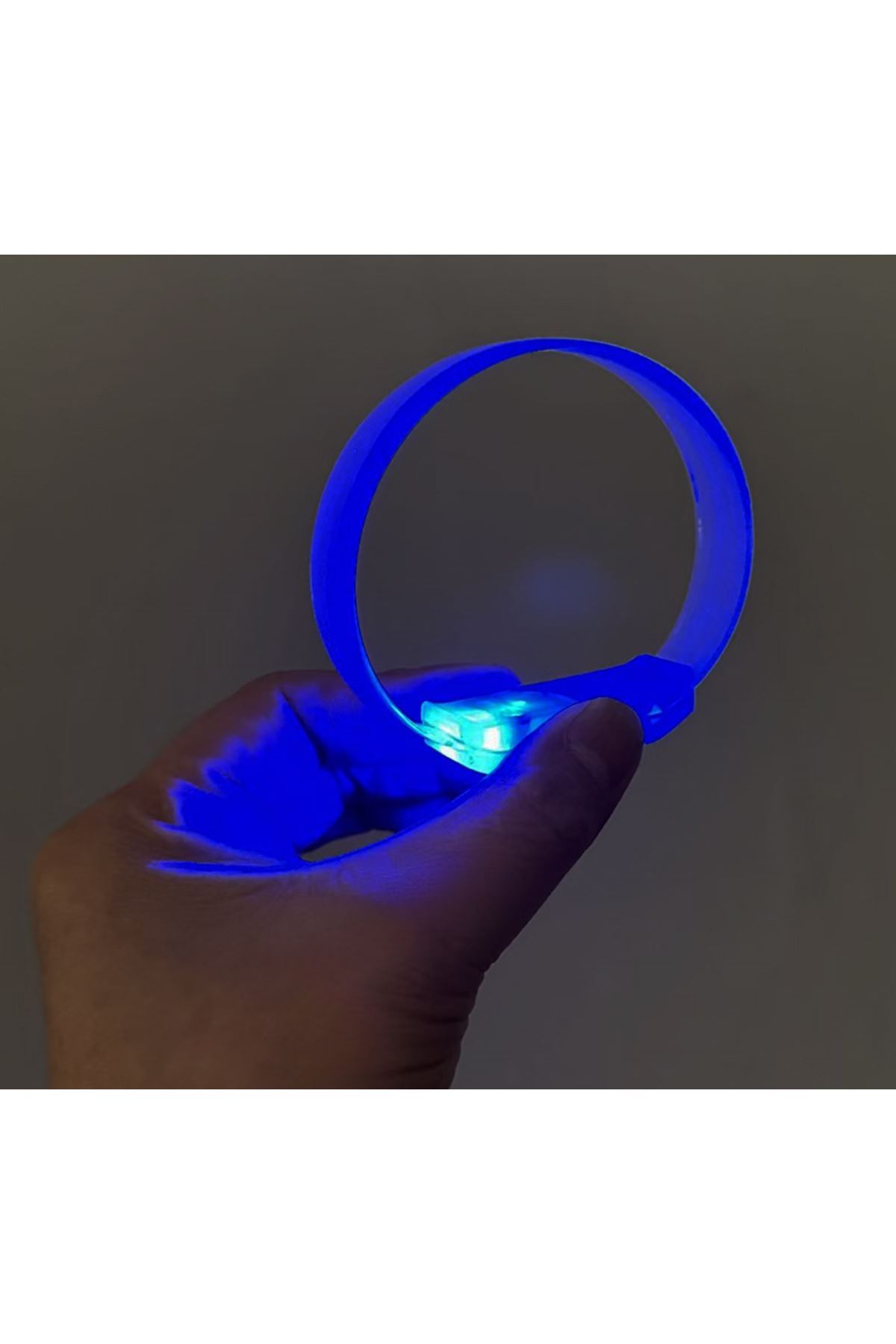 3 Modlu Pilli LED Işıklı Esnek Parti Bilekliği Mavi
