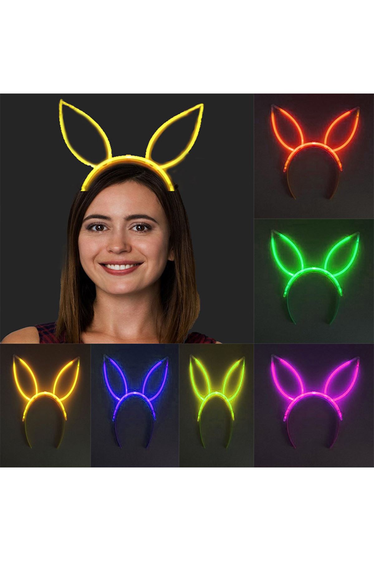 Karanlıkta Yanan Glow Neon Fosforlu Taç - 6 Adet