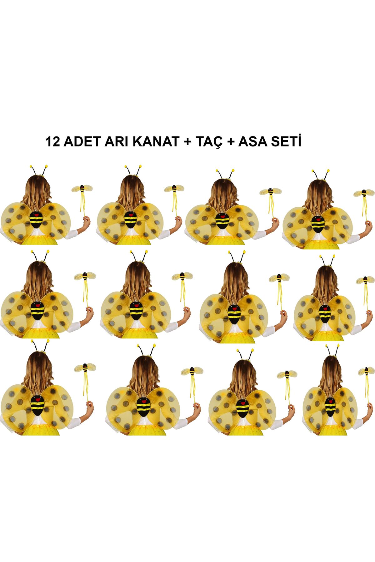 Okul Gösterileri için Arı Seti 12 Adet - Taç, Kanat, Asa