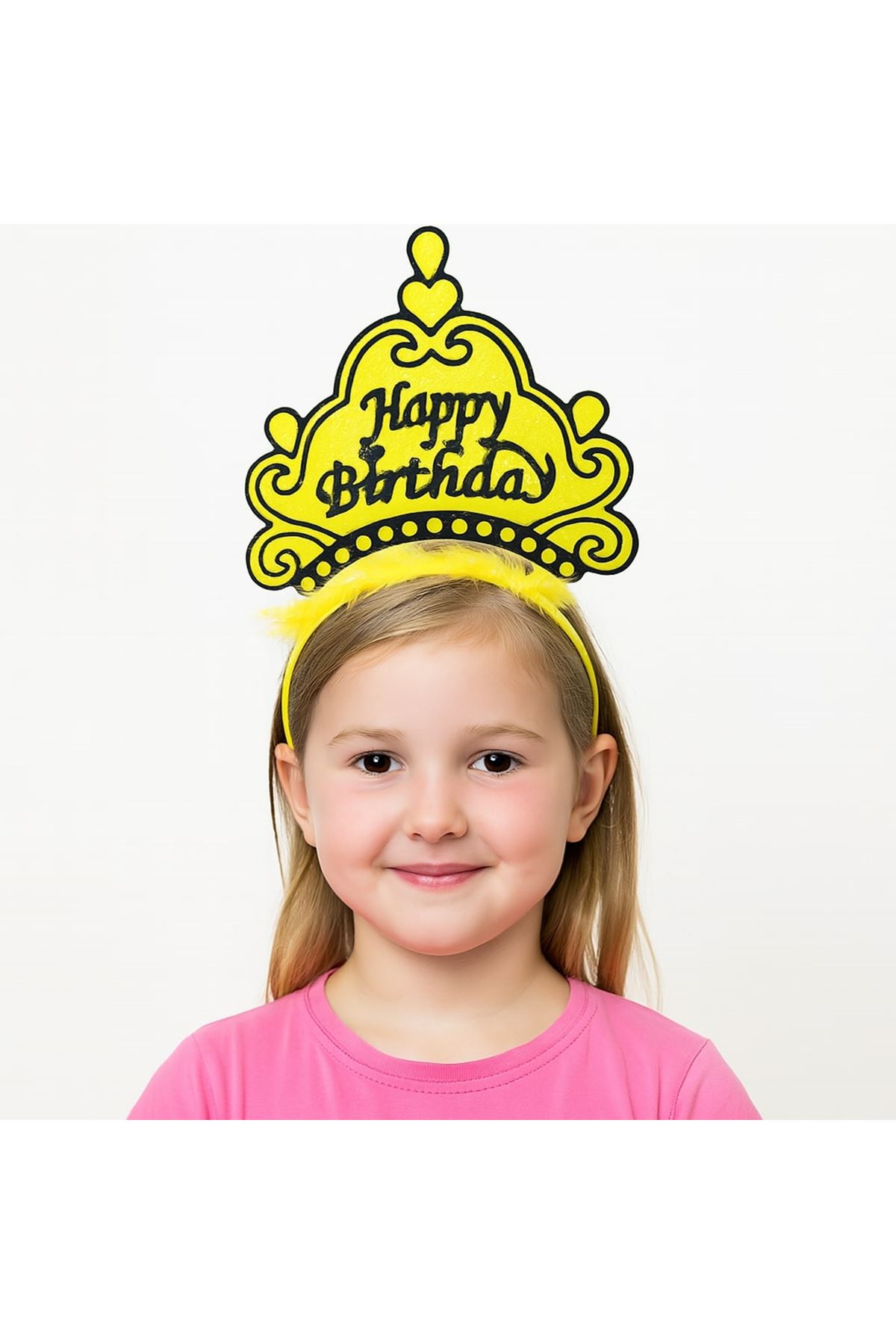 Sarı Happy Birthday Doğum Günü Prenses Tacı