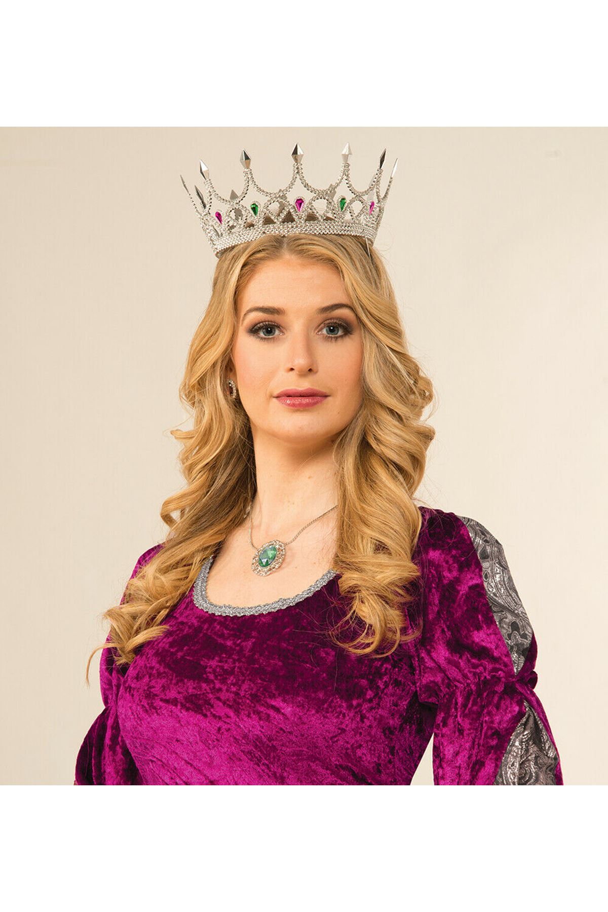 Taşlı Rönesans Kraliyet Gümüş Renk Kraliçe Tacı