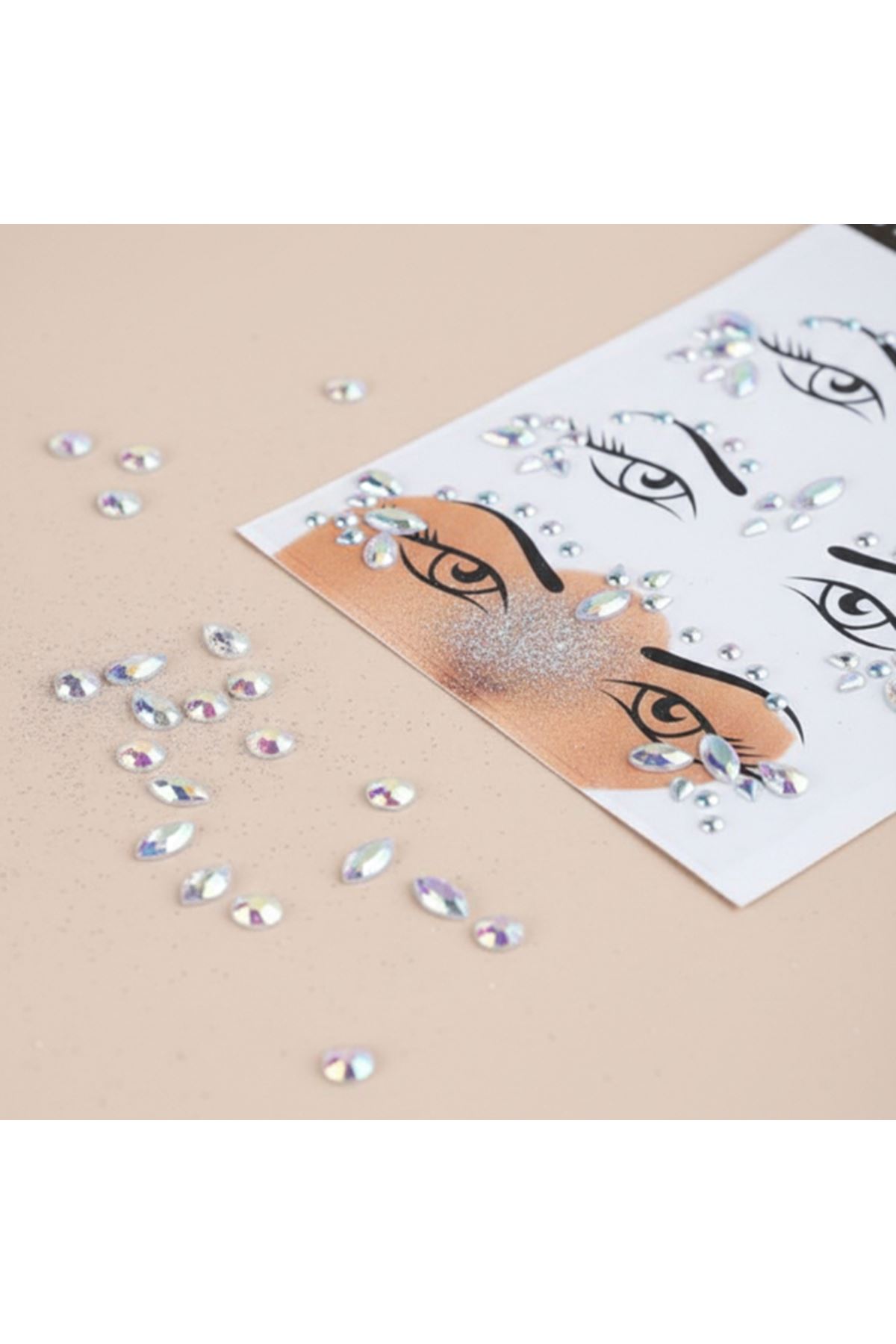 Gümüş Taşlı Makyaj Yüz Süsü