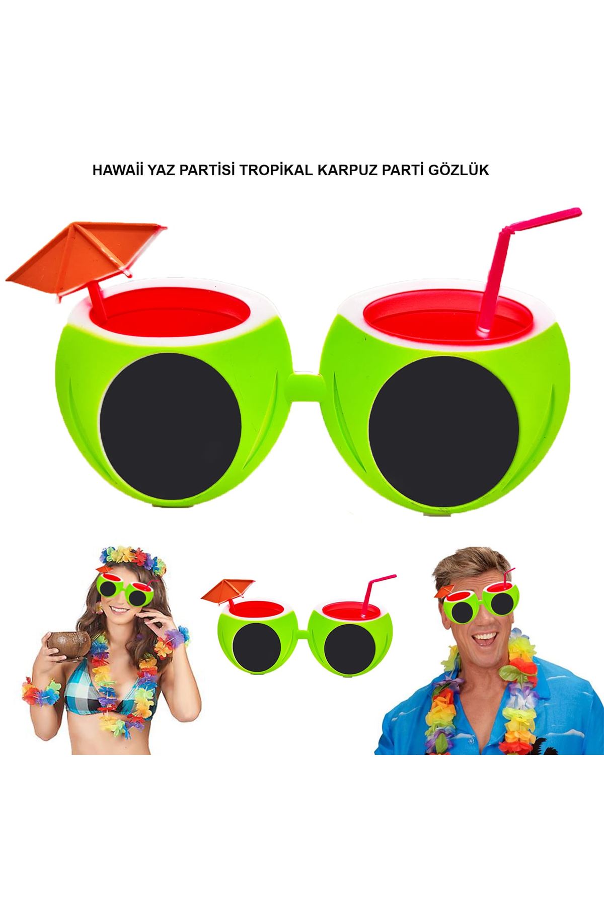 Karpuz Şekilli Tropikal Hawaii Gözlüğü